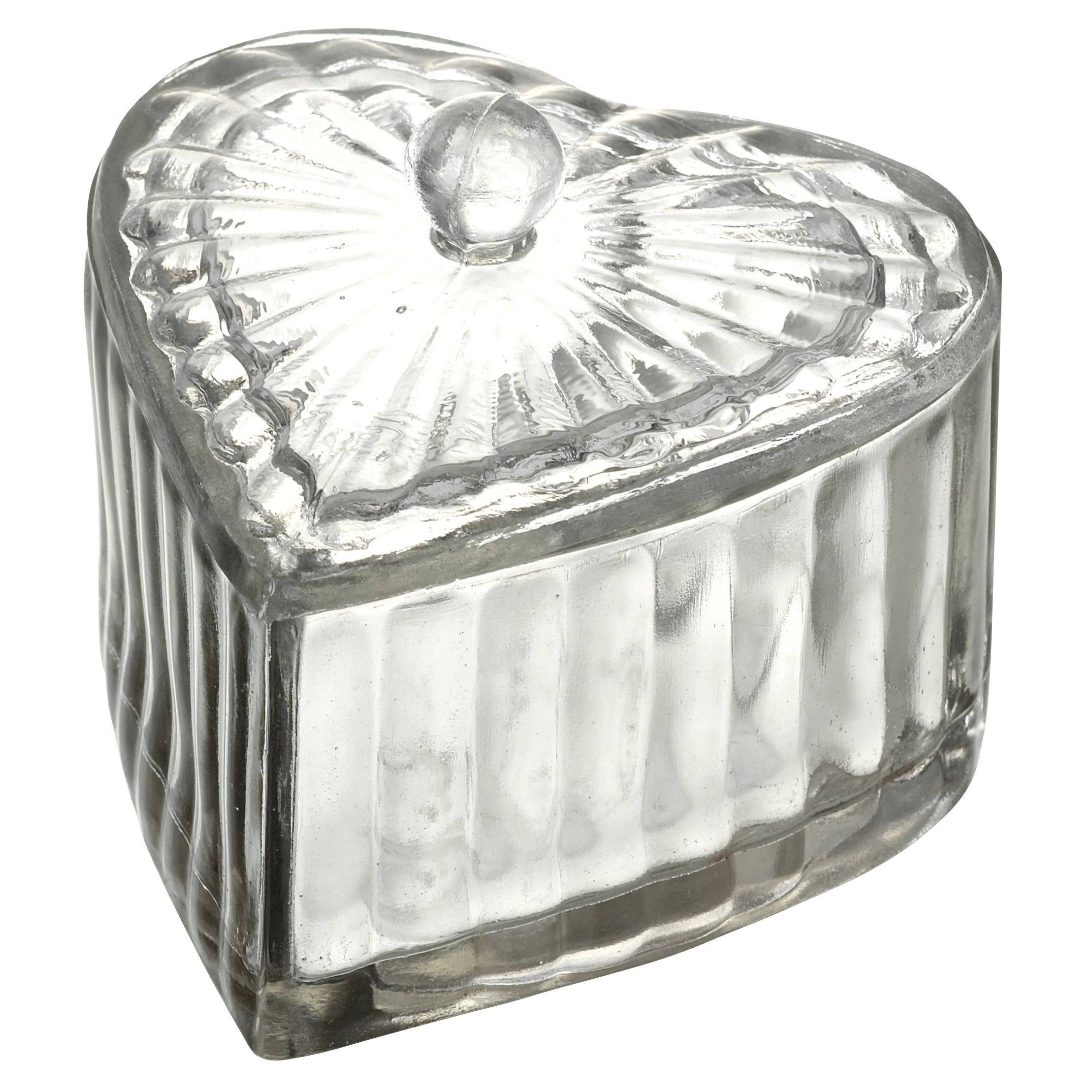 Parlane Lidded Rib Glass Heart Box