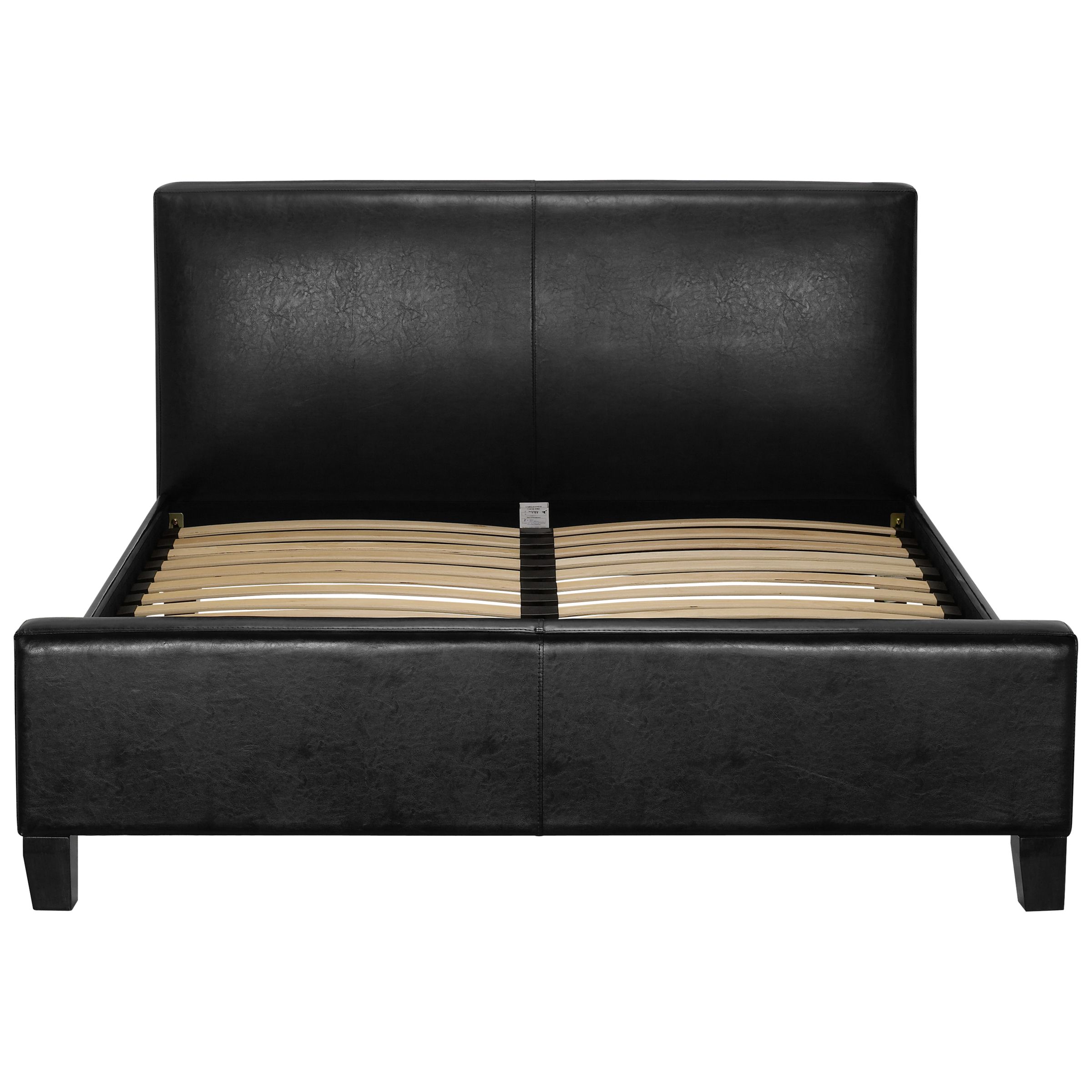 John Lewis Calabria Faux Leather Bedstead, Black, Double