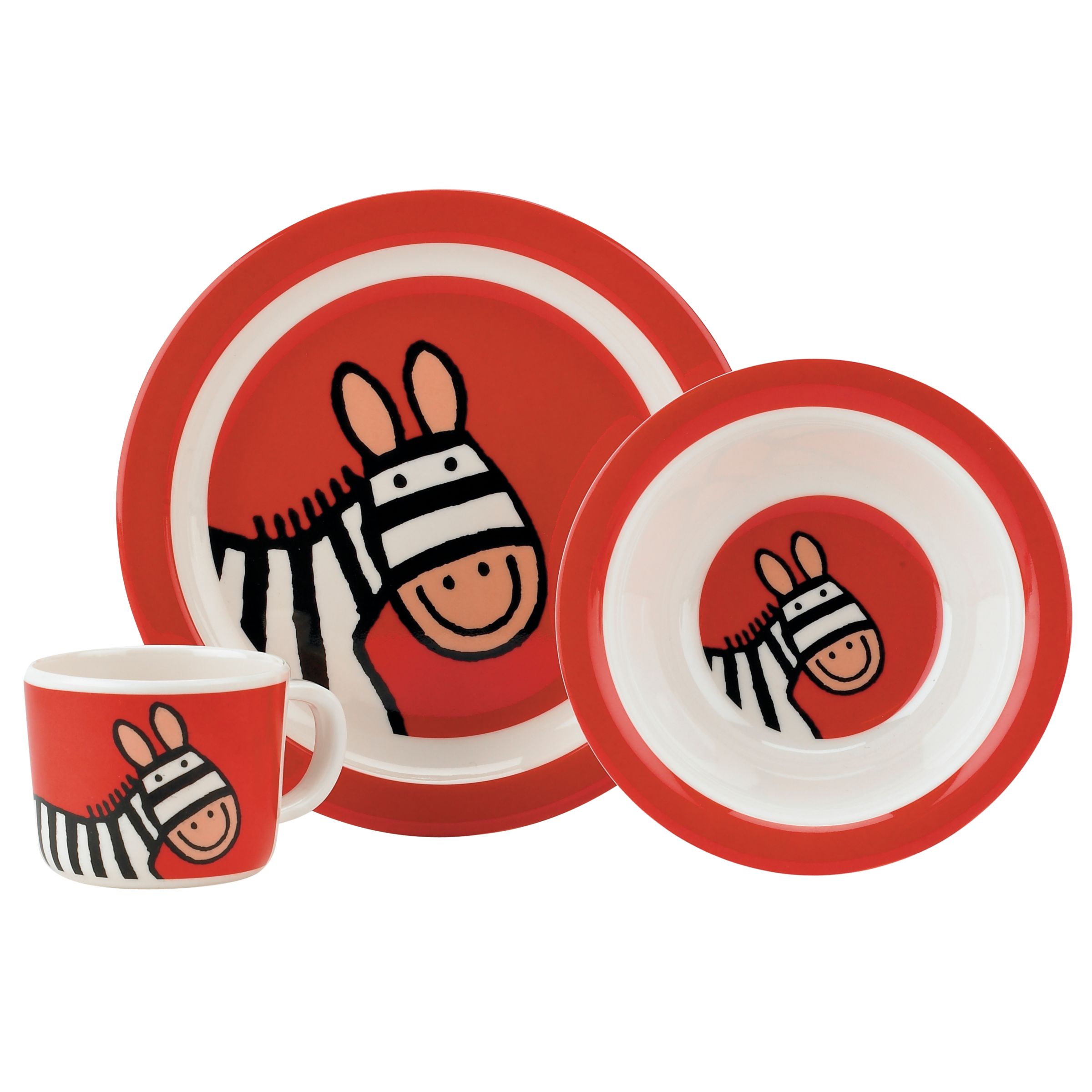 Zebra Melamine Dinner Set, Red