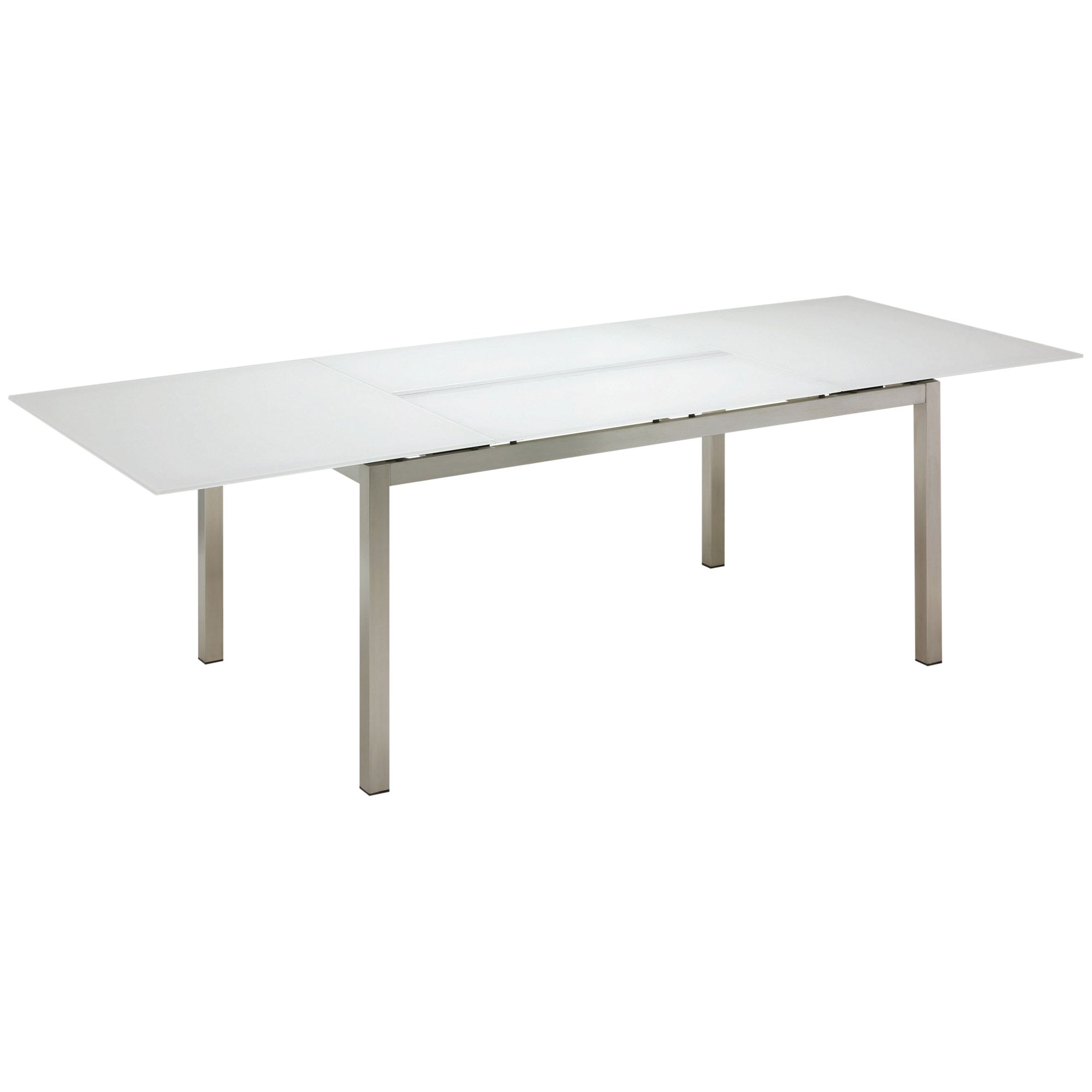 Gloster Kore Rectangular 8-10 Seater Extending Outdoor Dining Table, White Glass at John Lewis