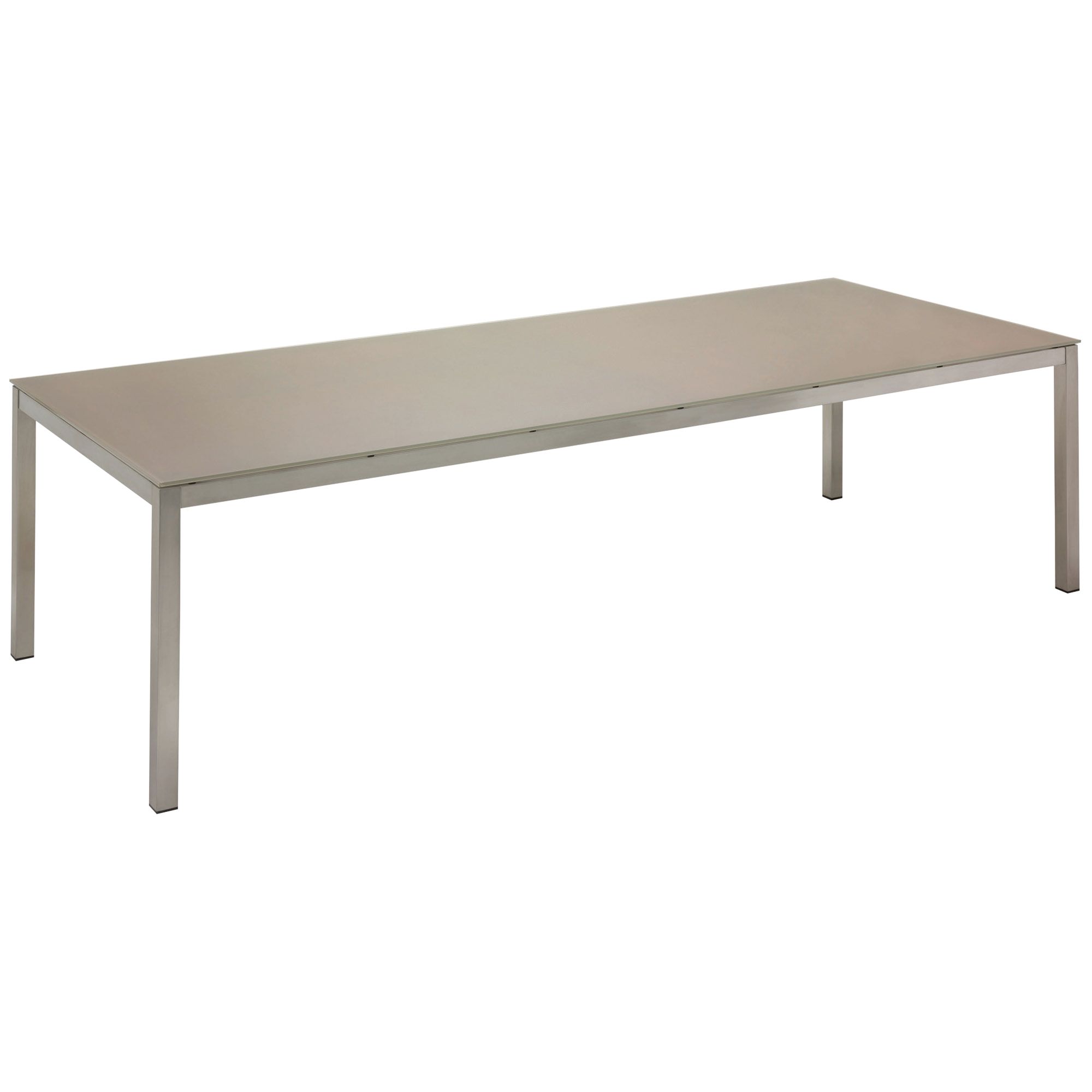 Gloster Kore Rectangular 10 Seater Outdoor Dining Table, Taupe Glass, width 280cm