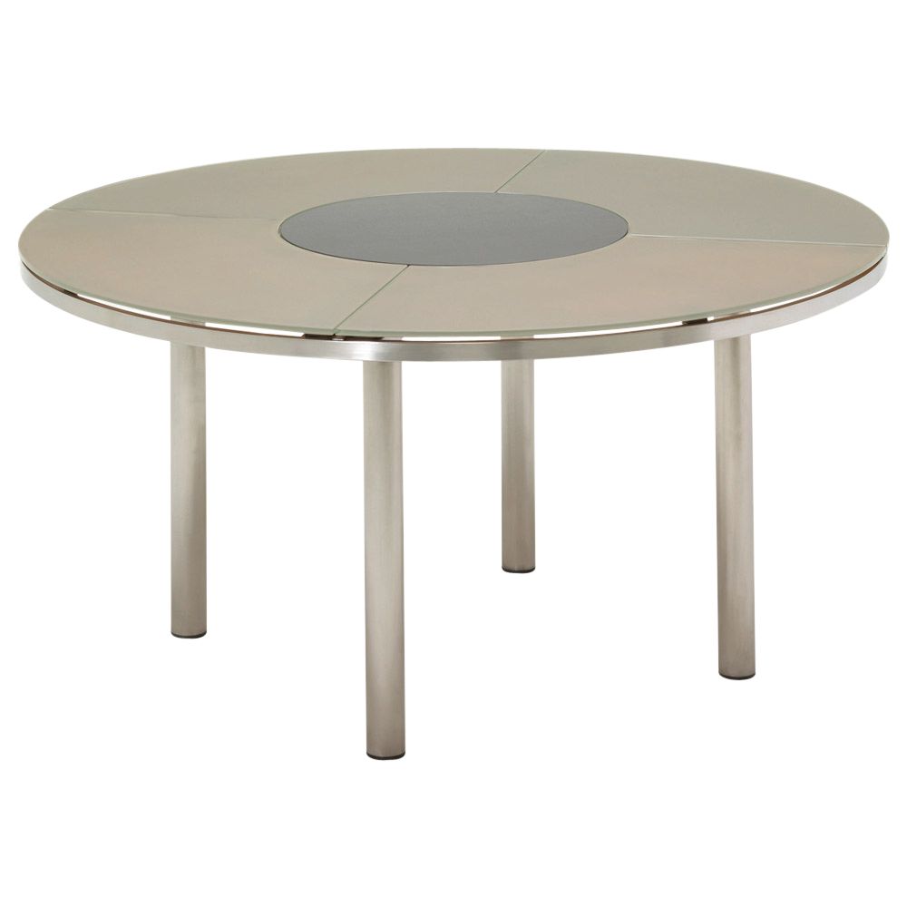 Gloster Kore Round 6 Seater Outdoor Dining Table, Taupe Glass at John Lewis
