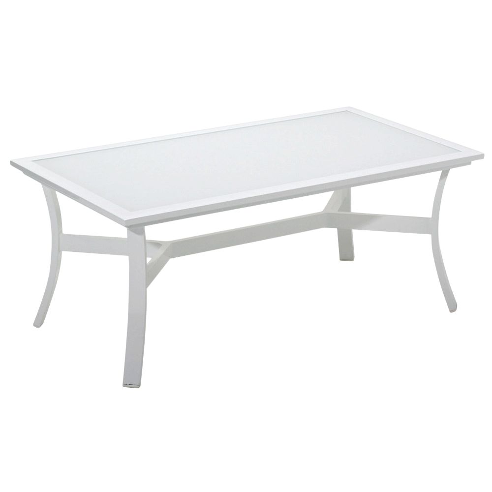 Gloster Roma Rectangular Outdoor Coffee Table with Glass Top, Crystal White, 119 x 65cm, width 119cm