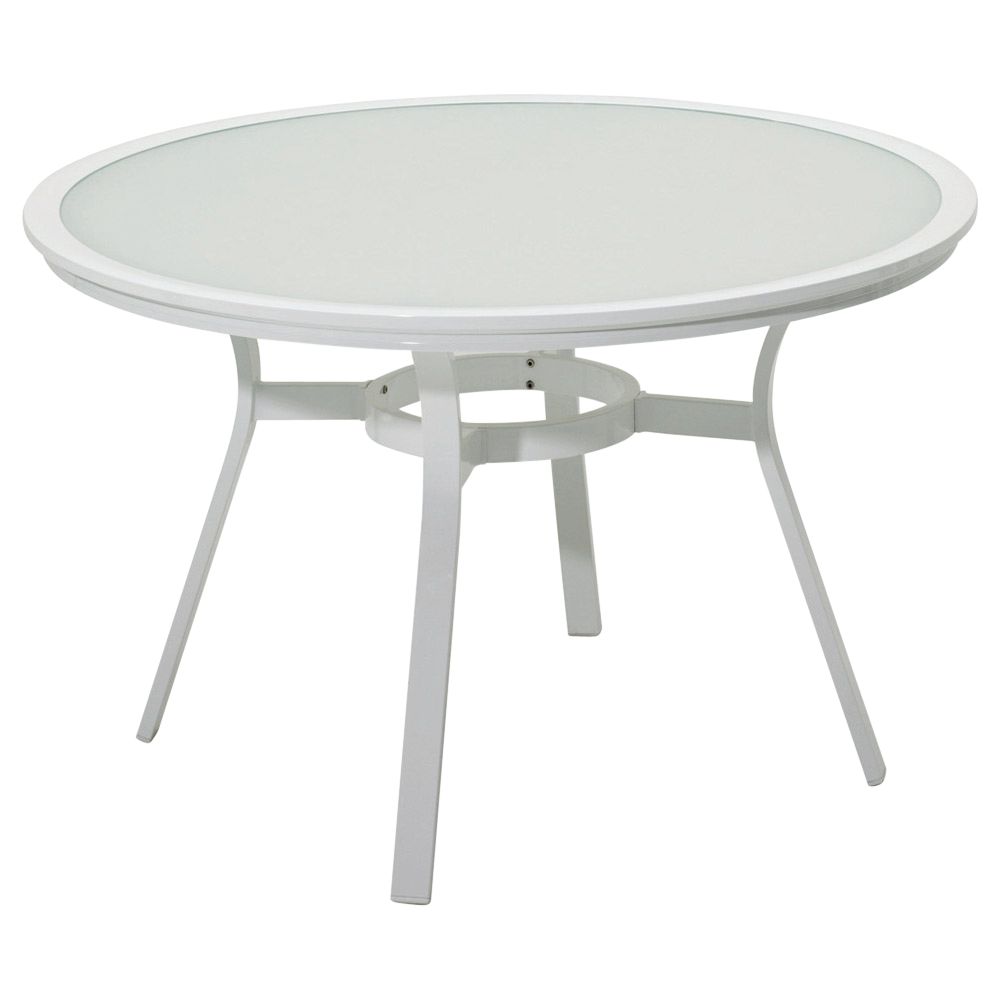 Gloster Roma Round 4 Seater Outdoor Dining Table with Glass Top, Crystal White, width 120cm