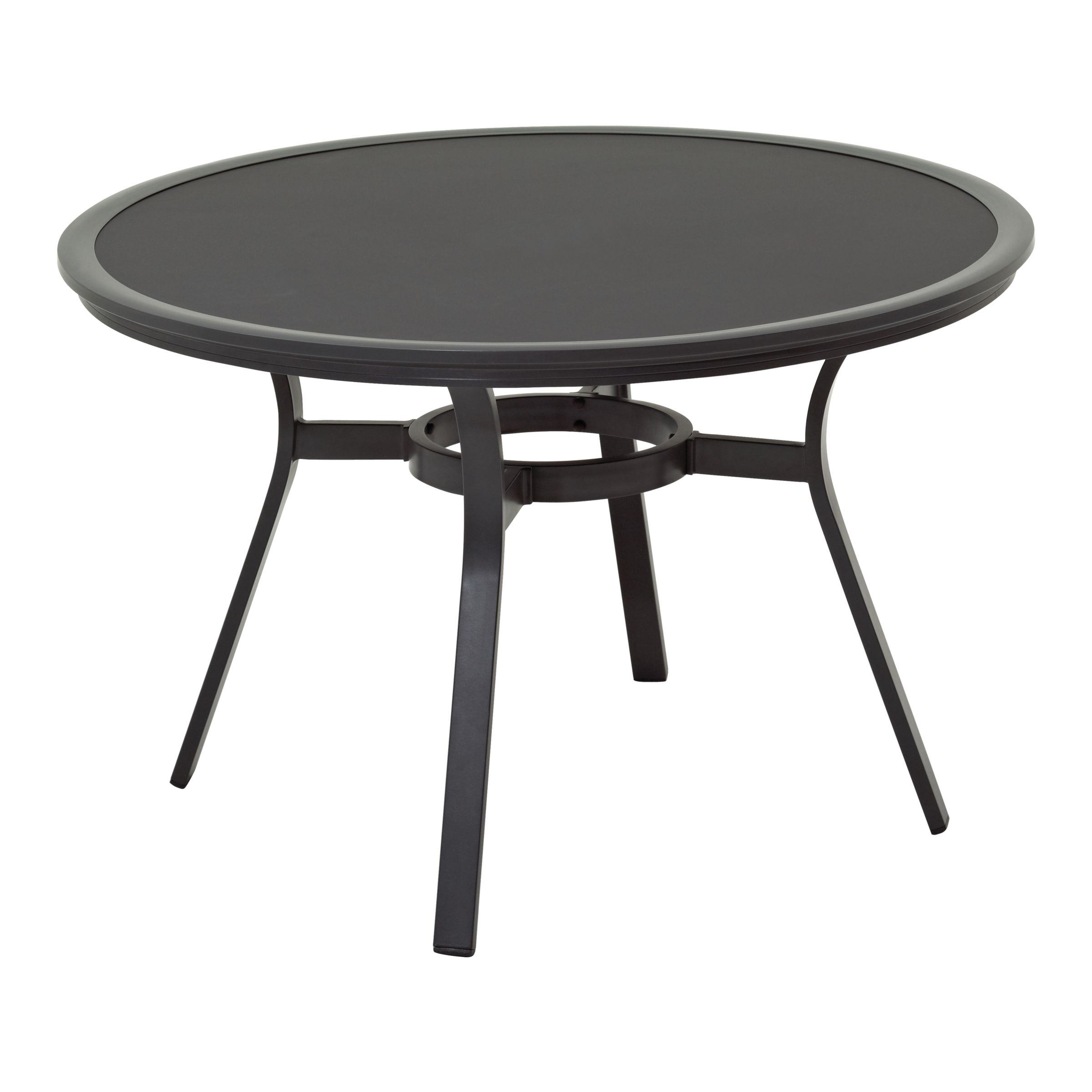 Gloster Roma Round 4 Seater Outdoor Dining Table with Glass Top, Gunmetal, width 120cm