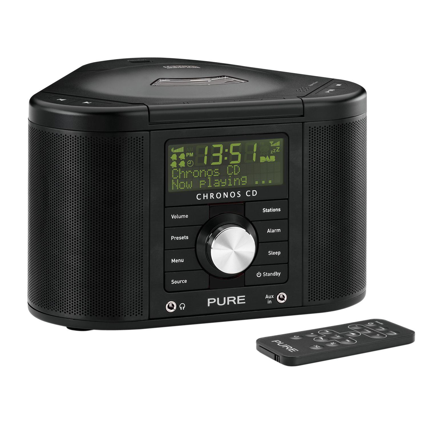PURE Chronos CD Series II DAB Clock Radio, Black, B Grade Stock