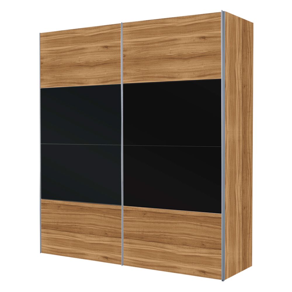 John Lewis Vier Sliding Wardrobe, Walnut / Black