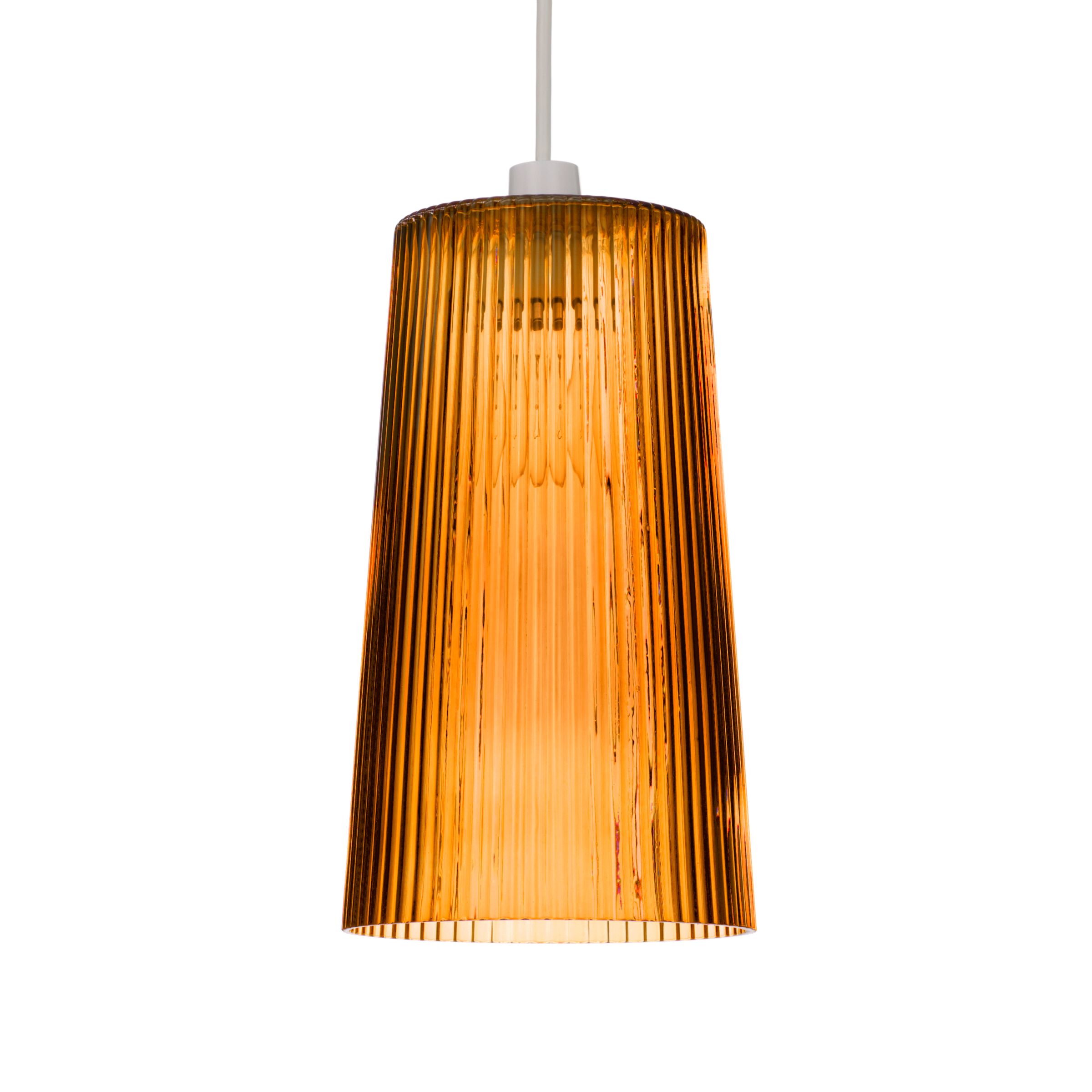 Ribbed Glass Ceiling Light, Orange