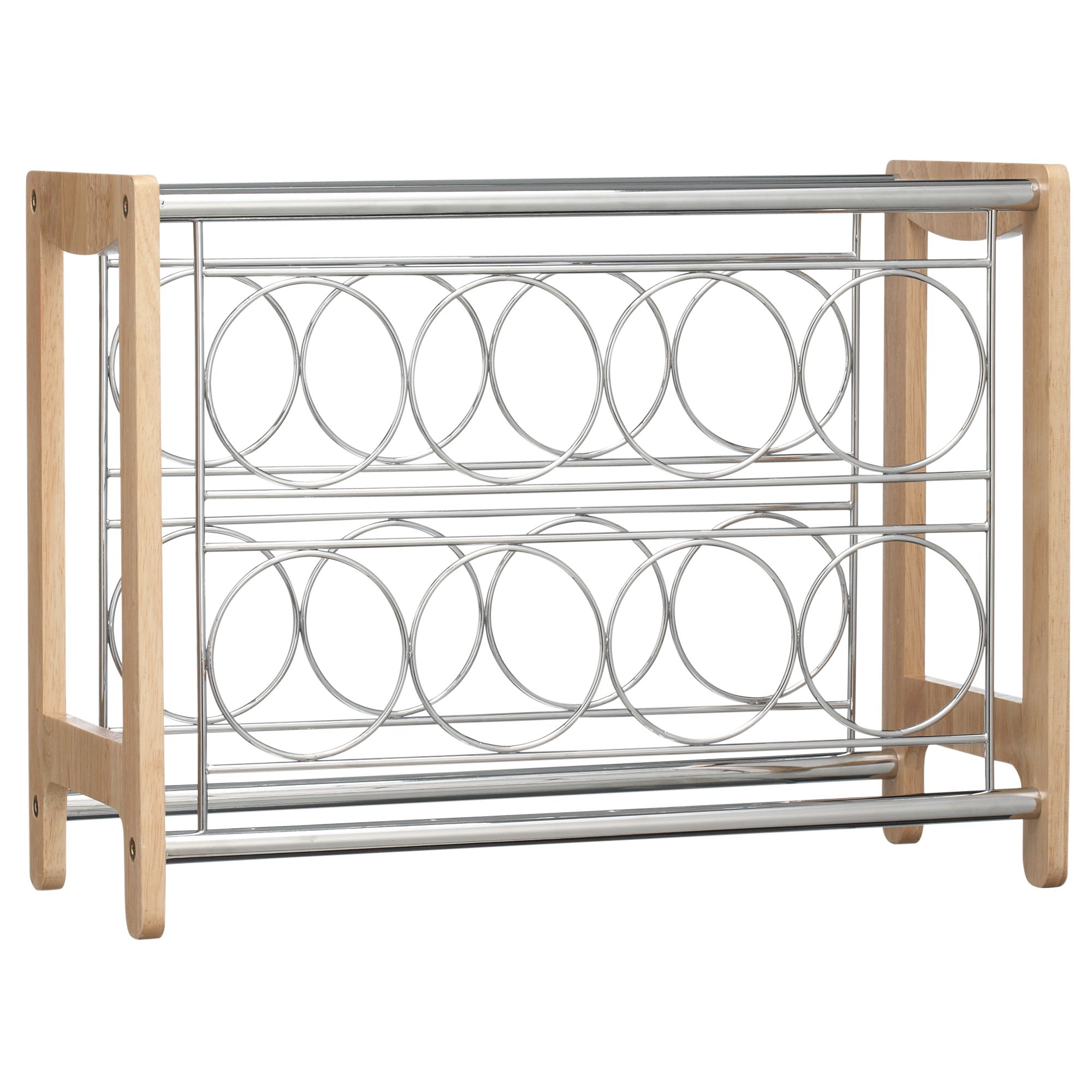 John Lewis 8 Bottle Wine Rack, Wood/Steel