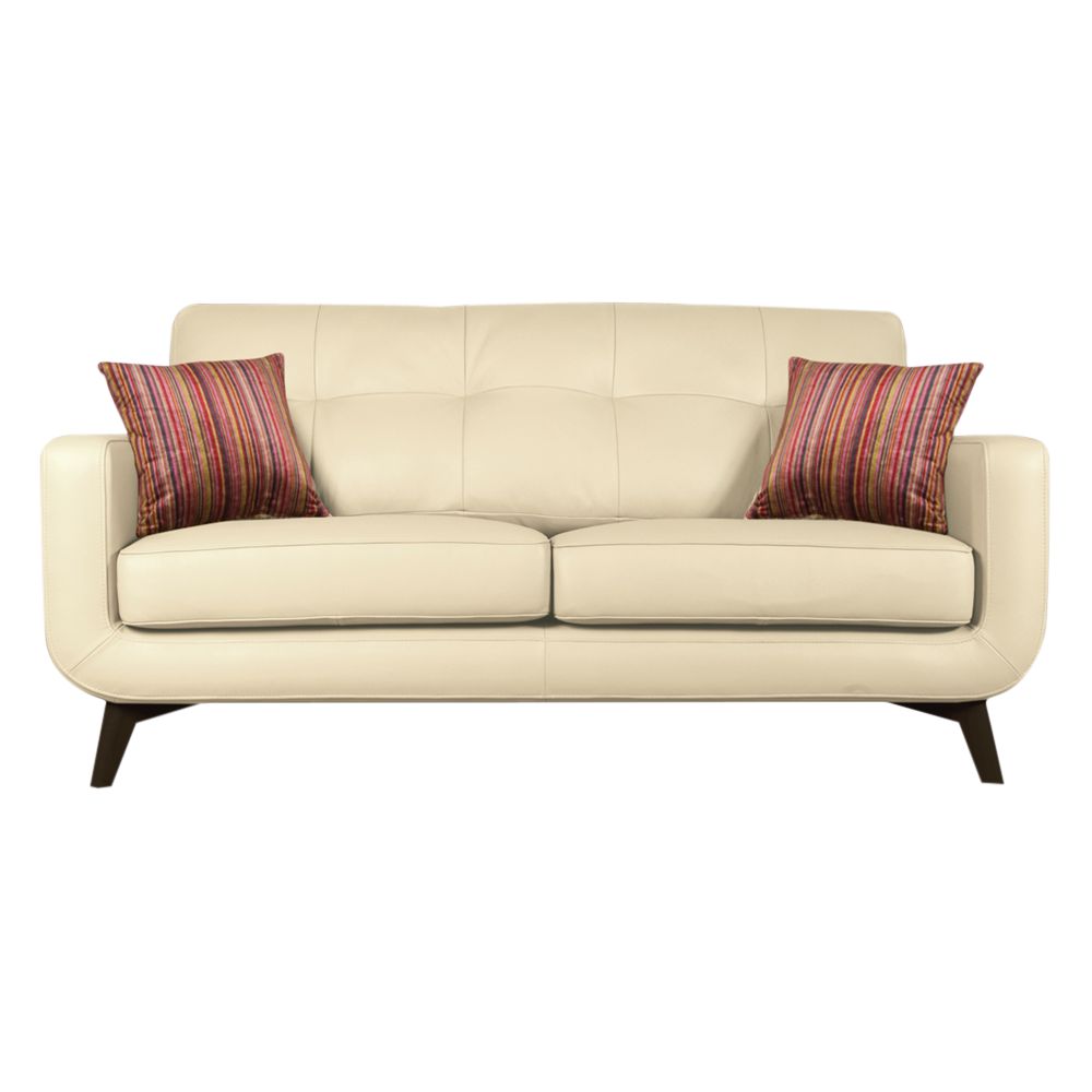 John Lewis Barbican Medium Leather Sofa, Soul White / Dark Leg at John Lewis