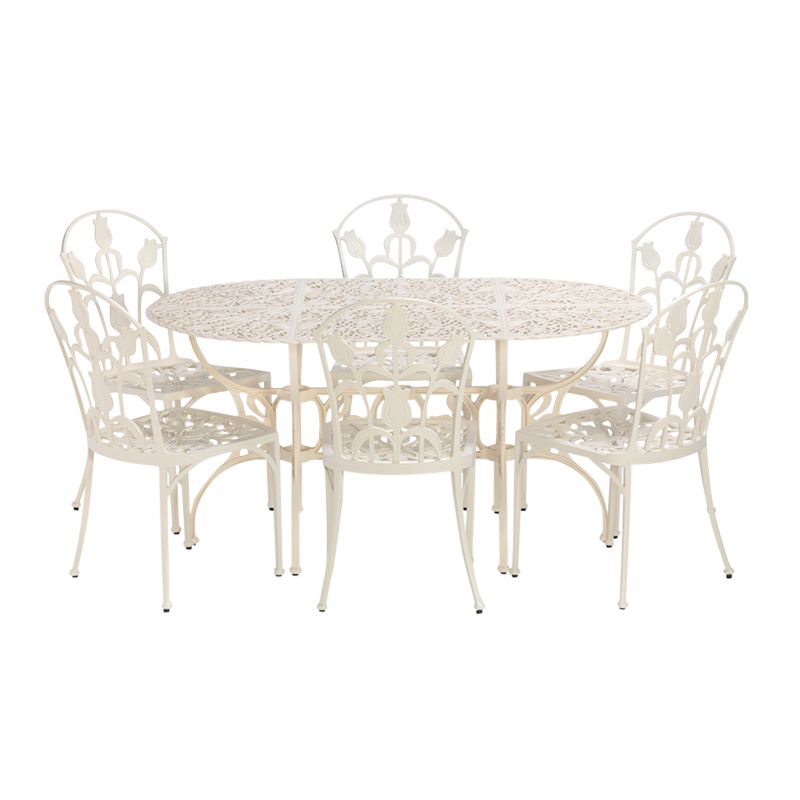 RHS Tulipamania 6 Chair Table Set, Purissima, 150cm at JohnLewis