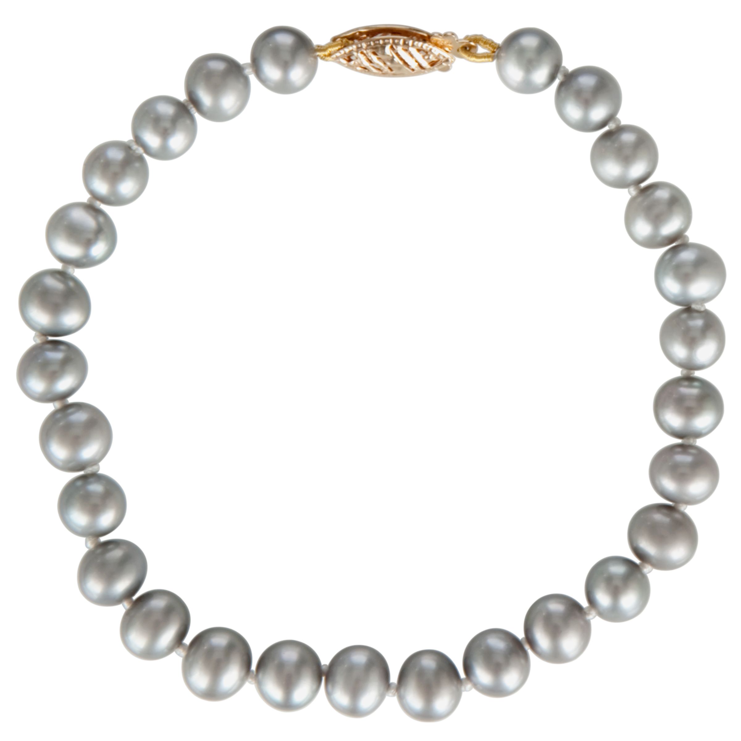 9ct Freshwater Pearl Bracelet, Silver Grey