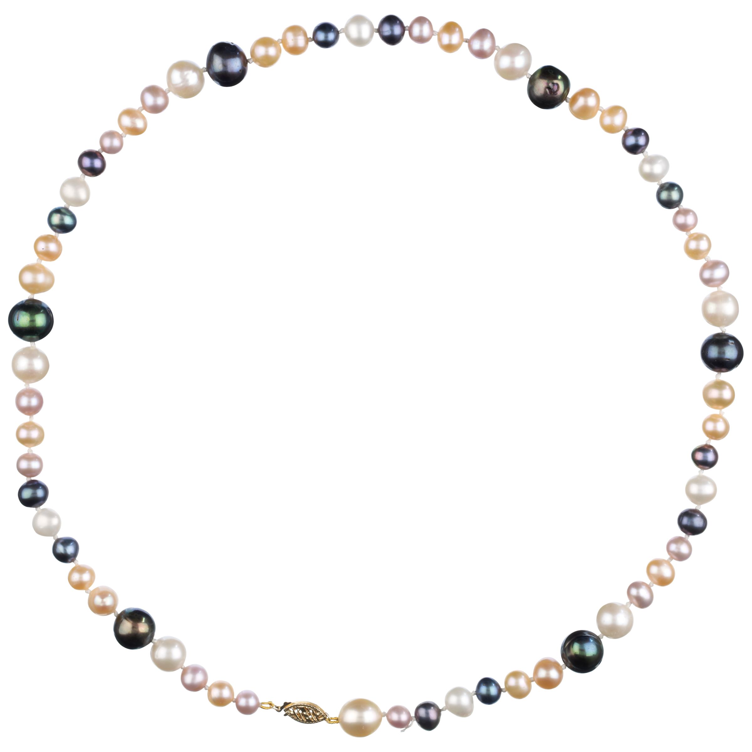 9ct Yellow Gold Pearl Necklace, Multicoloured