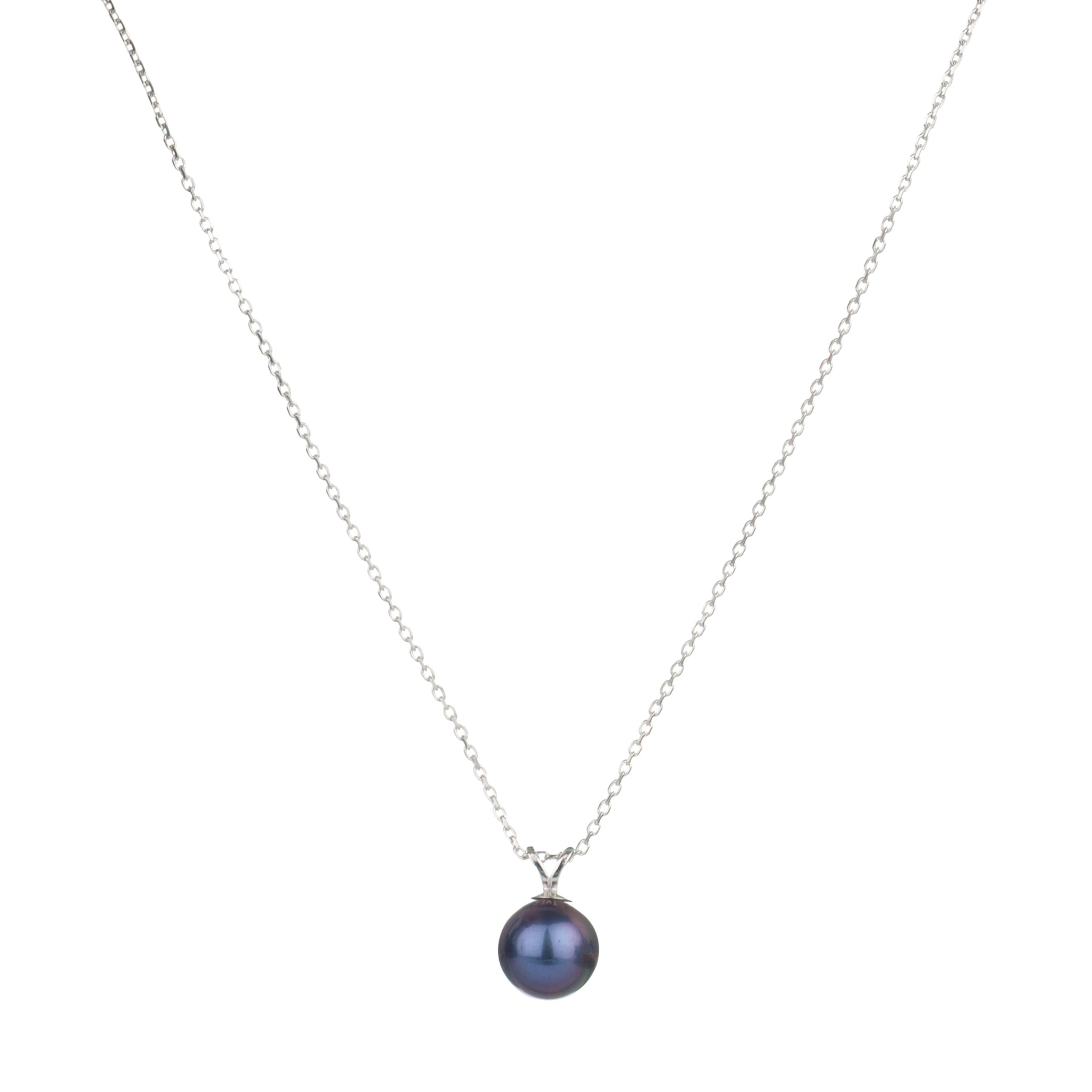 Freshwater Pearl Pendant Necklace, Black