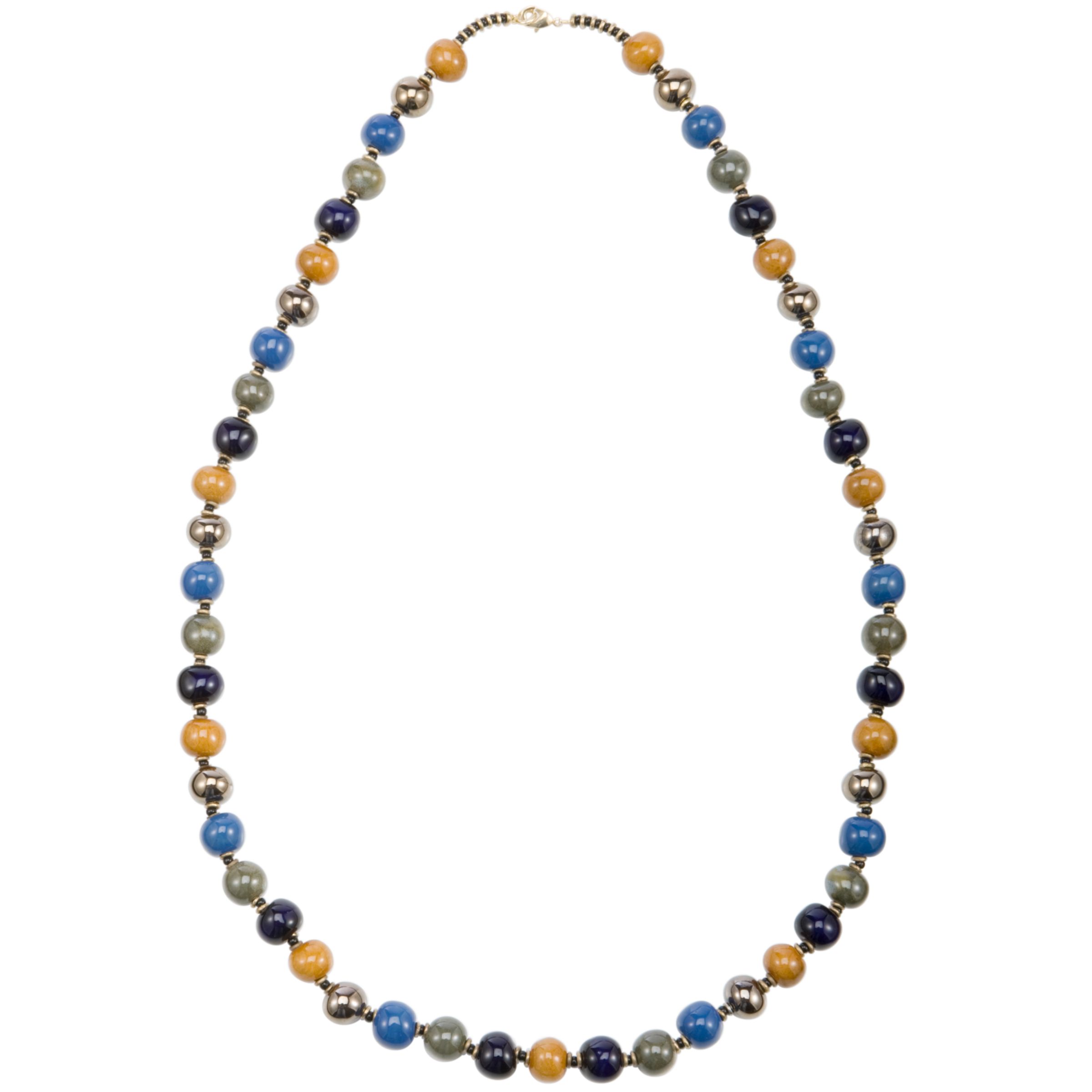 Kazuri Balloon Ceramic Bead Firefly Necklace, Lapis