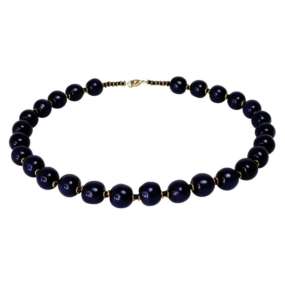 Kazuri Balloons Round Ceramic Bead Necklace, Midnight