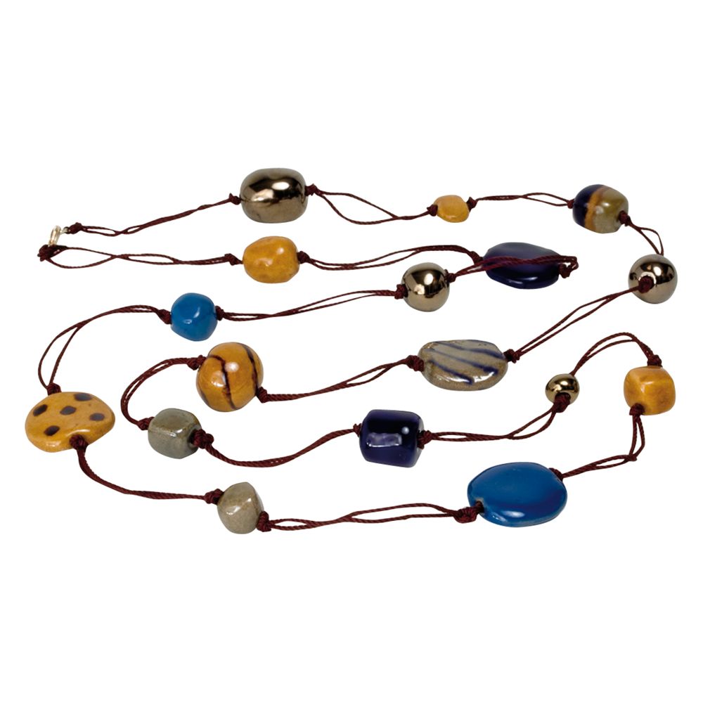 Kazuri Savannah Lapis Ceramic Bead Necklace, Multi