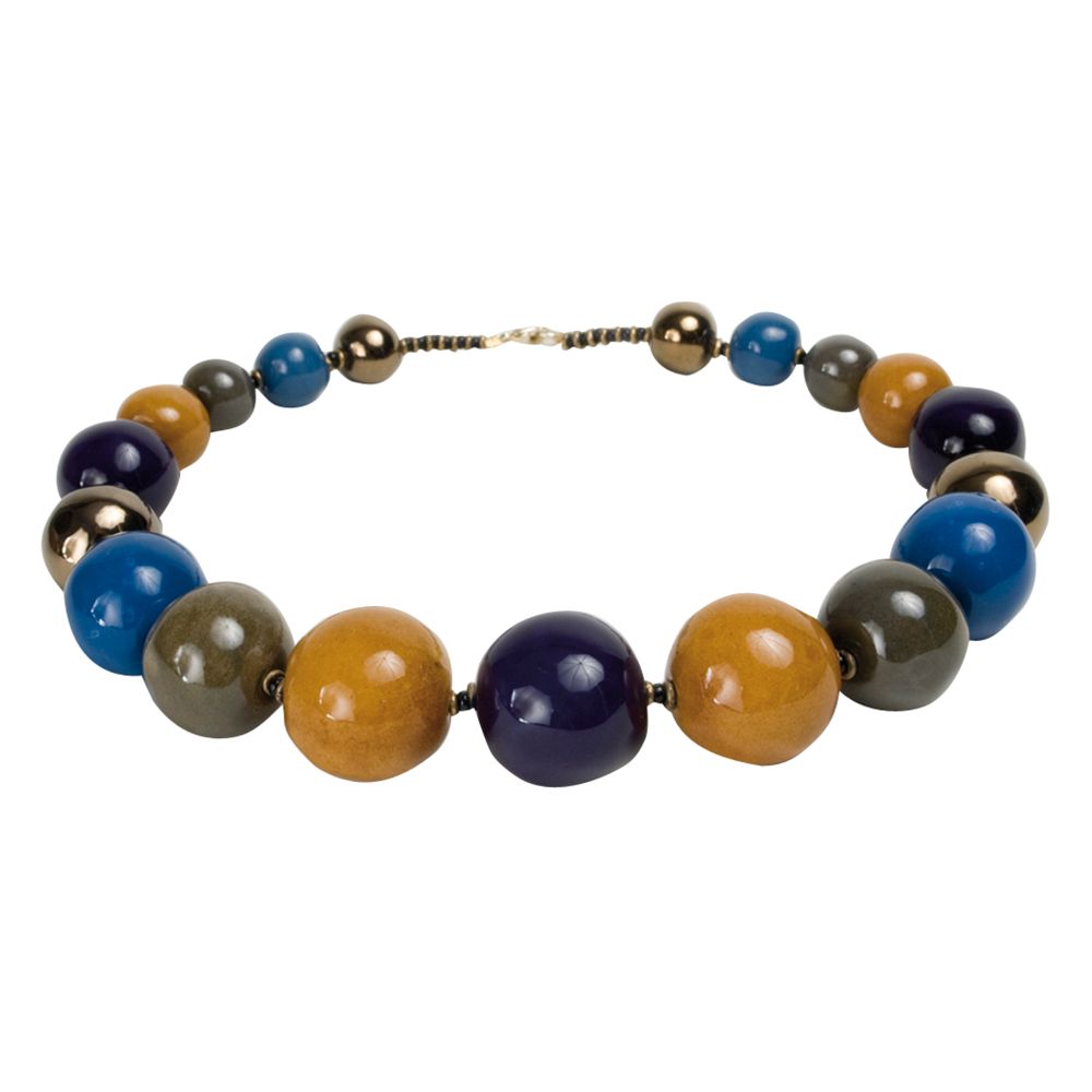 Kazuri Tango Lapis Ceramic Bead Necklace, Multi