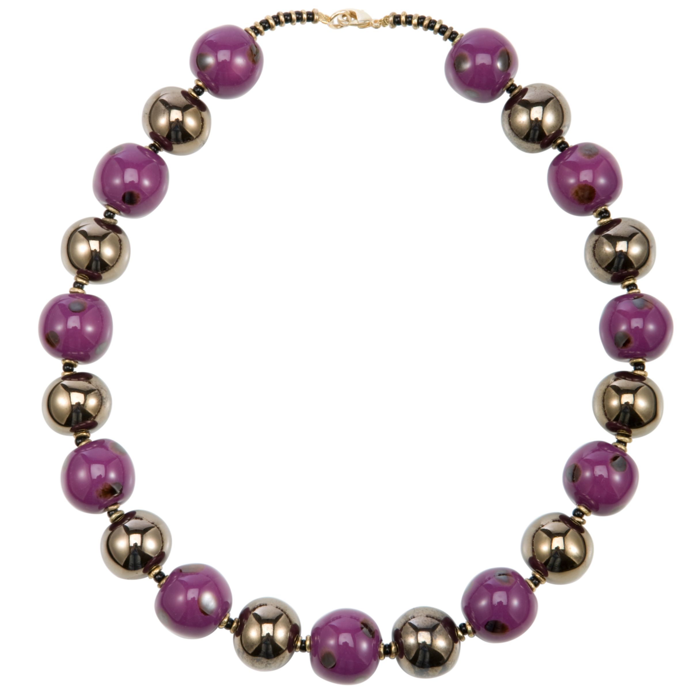 Kazuri Ting Ting Ceramic Bead Necklace, Gold/Violet