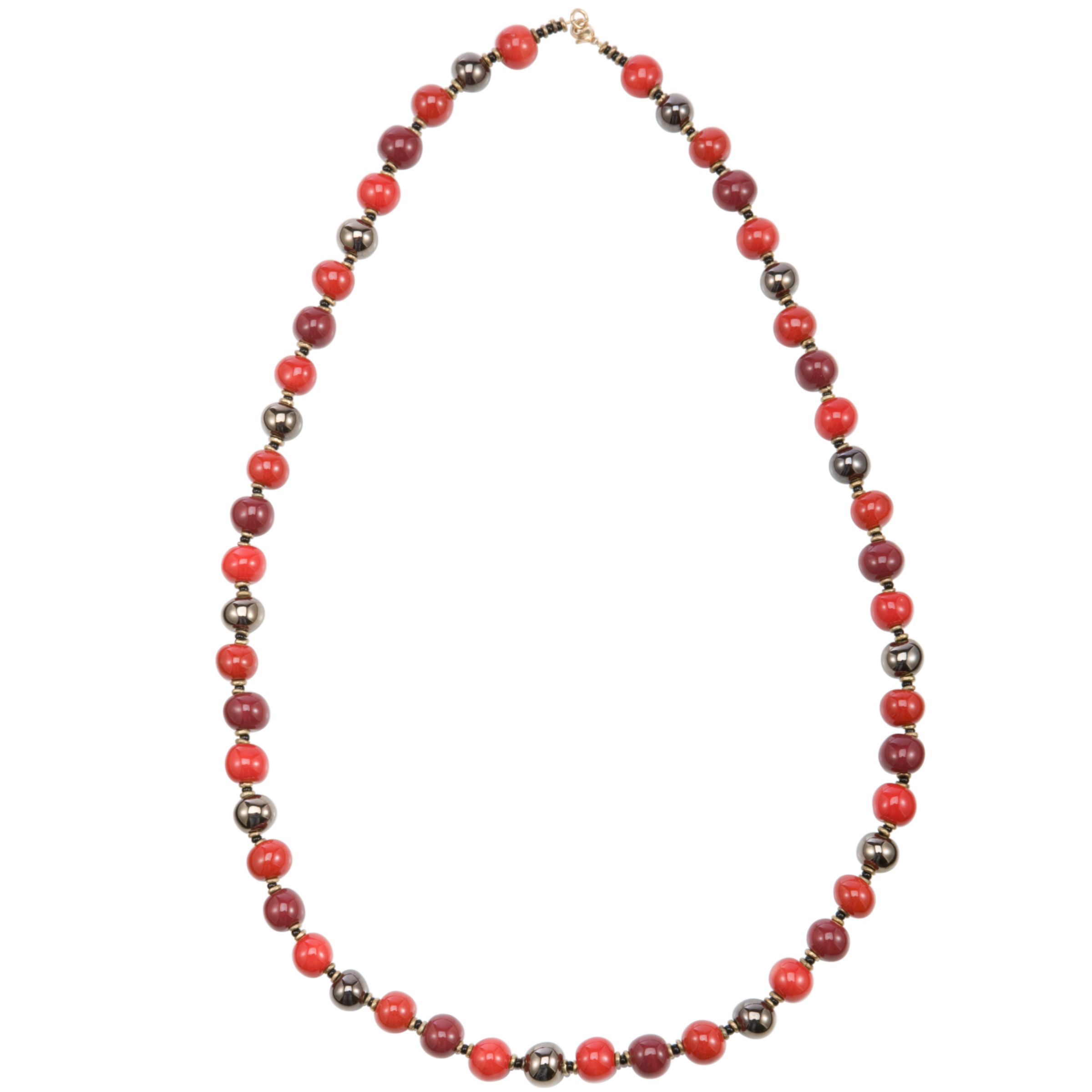 Kazuri Balloon Ceramic Bead Firefly Necklace, Red