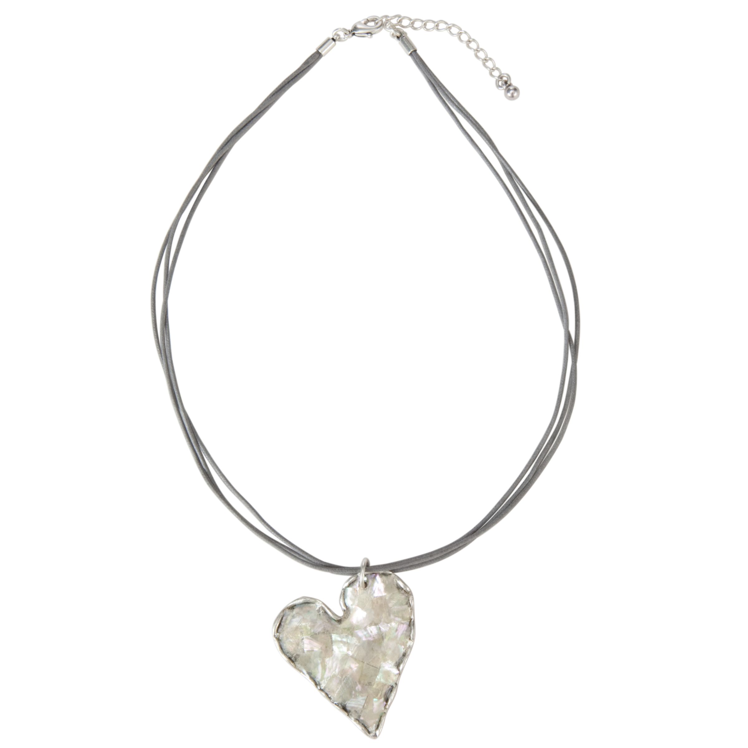 One Button Cord Single Heart Drop Pendant Necklace, Pearl