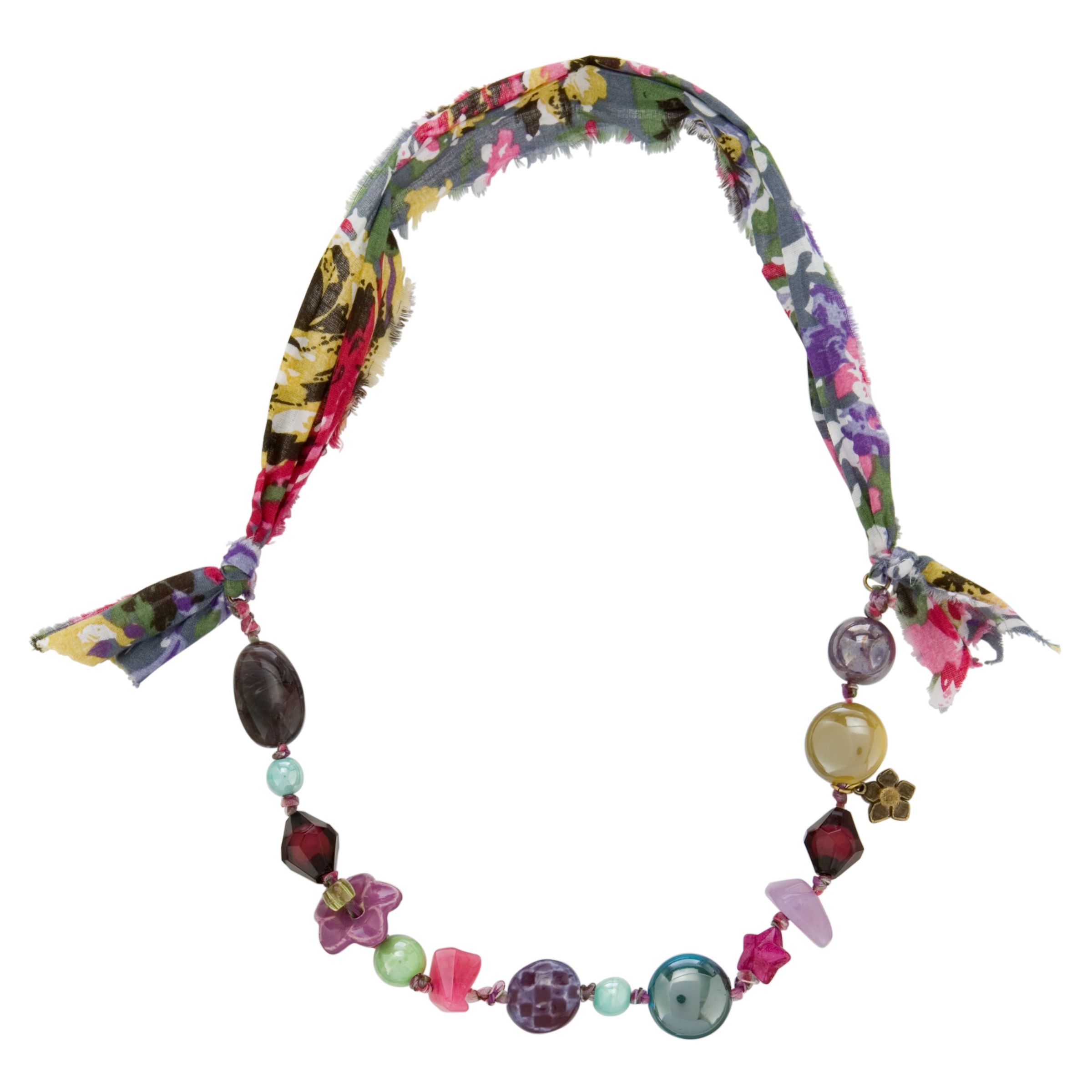 One Button Assorted Ceramic Flower Beads Necklace