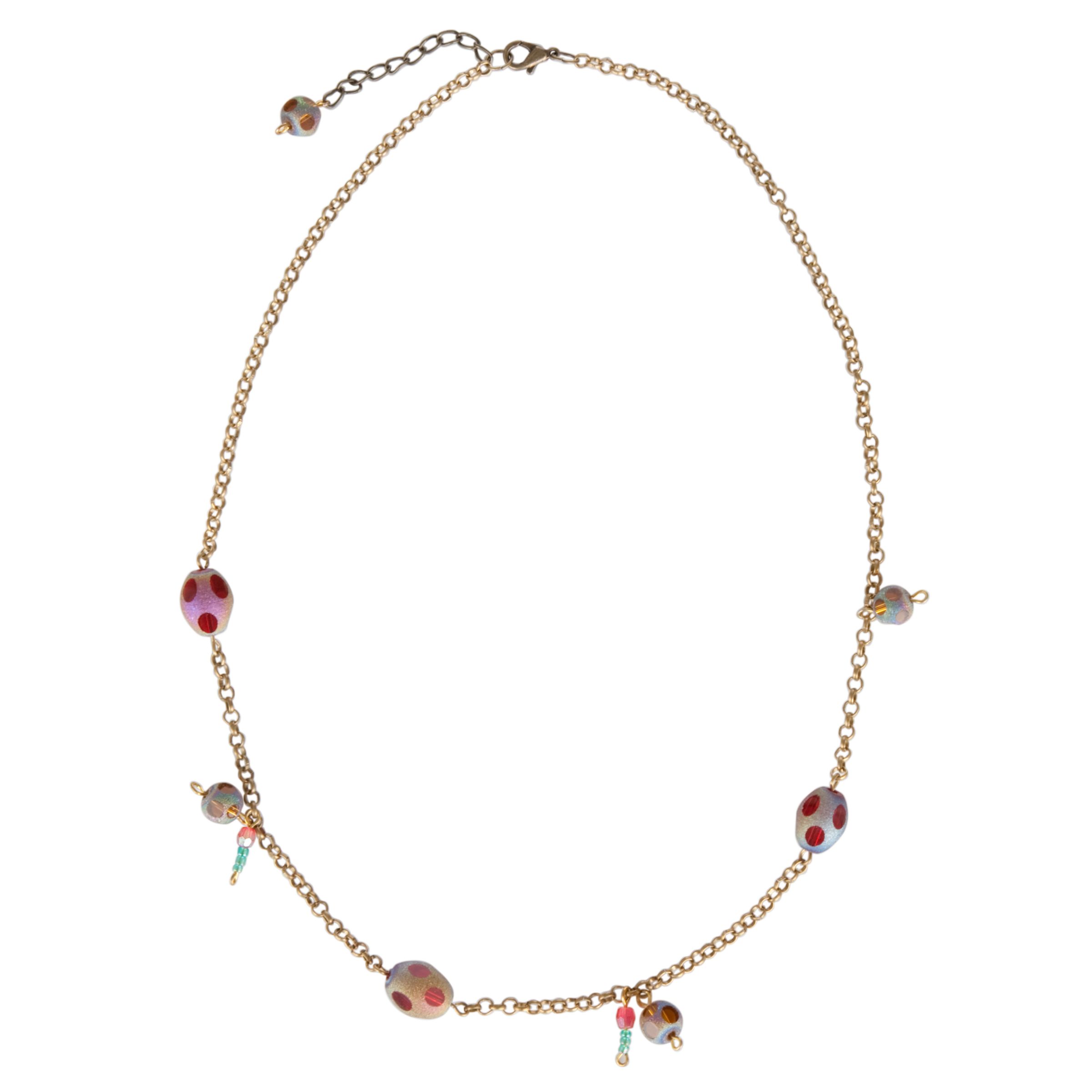 One Button Assorted Glass Bead Necklace, Multicoloured