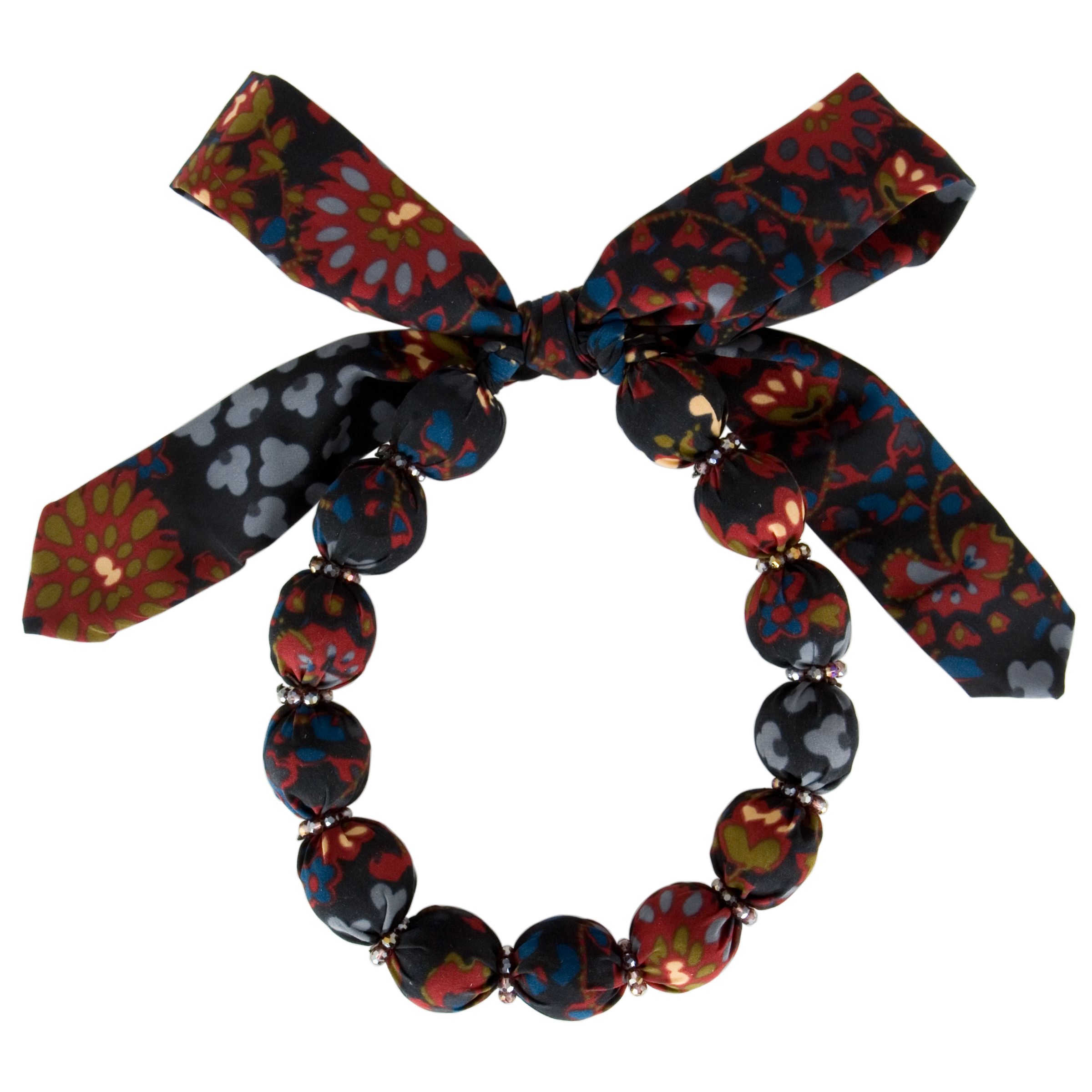 One Button Printed Fabric Bead Short Necklace