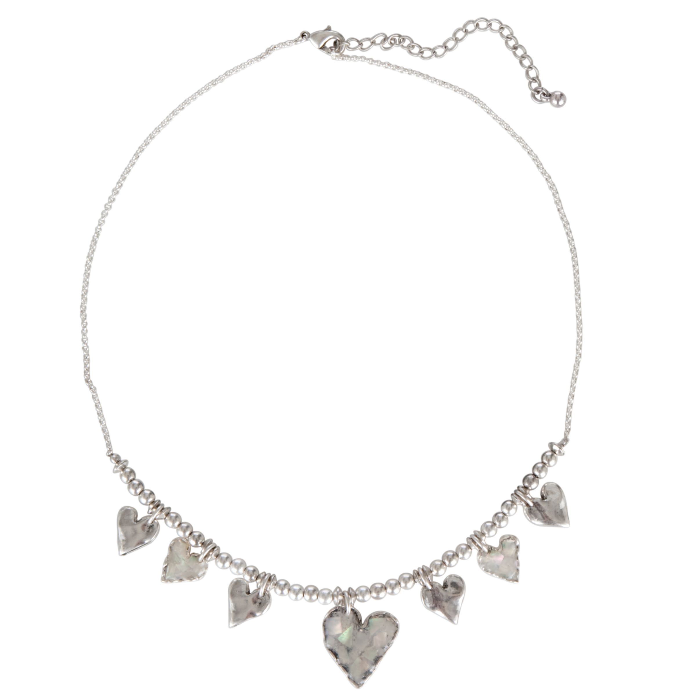 One Button Single Row Dangling Heart Necklace