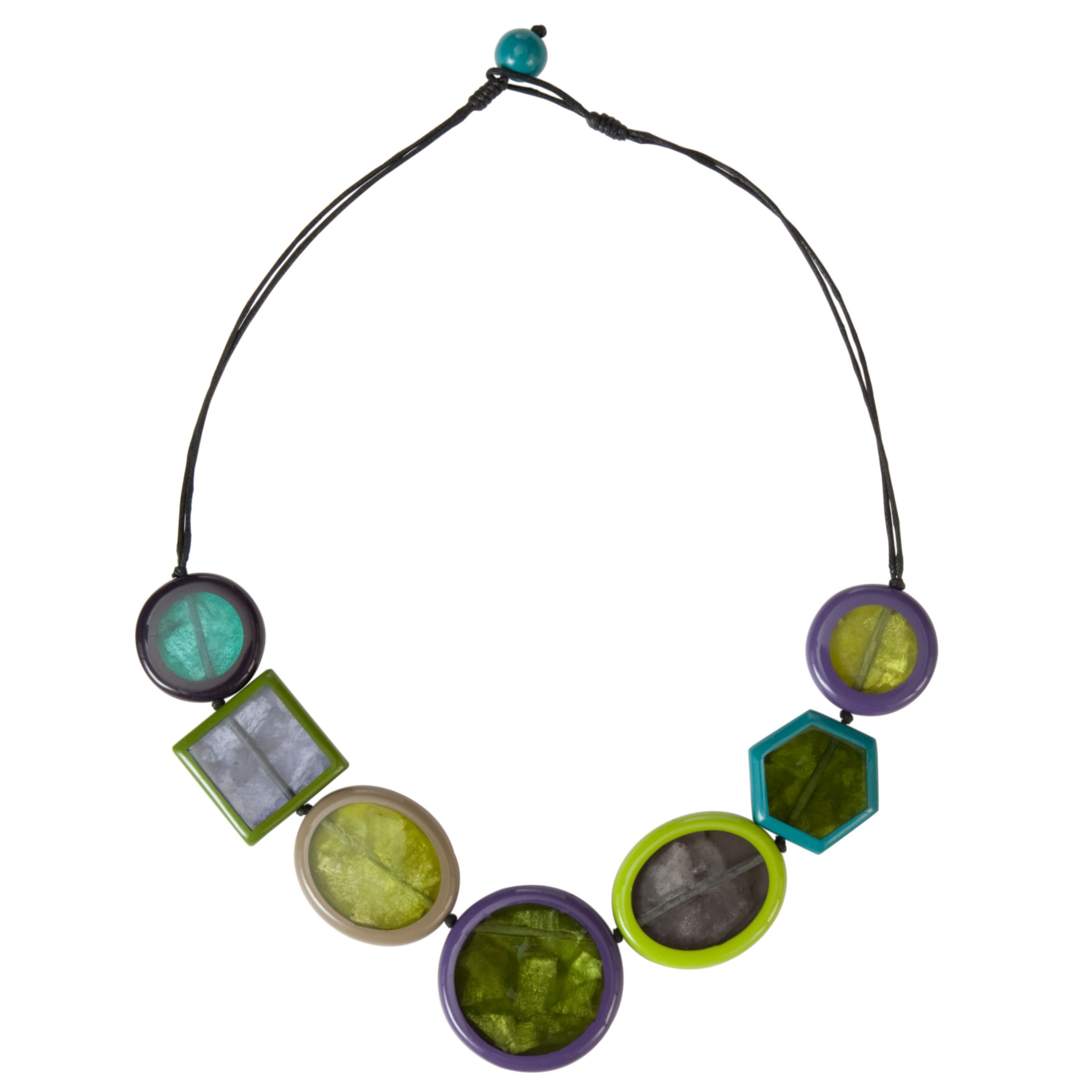 One Button Flat Shaped Necklace, Lime