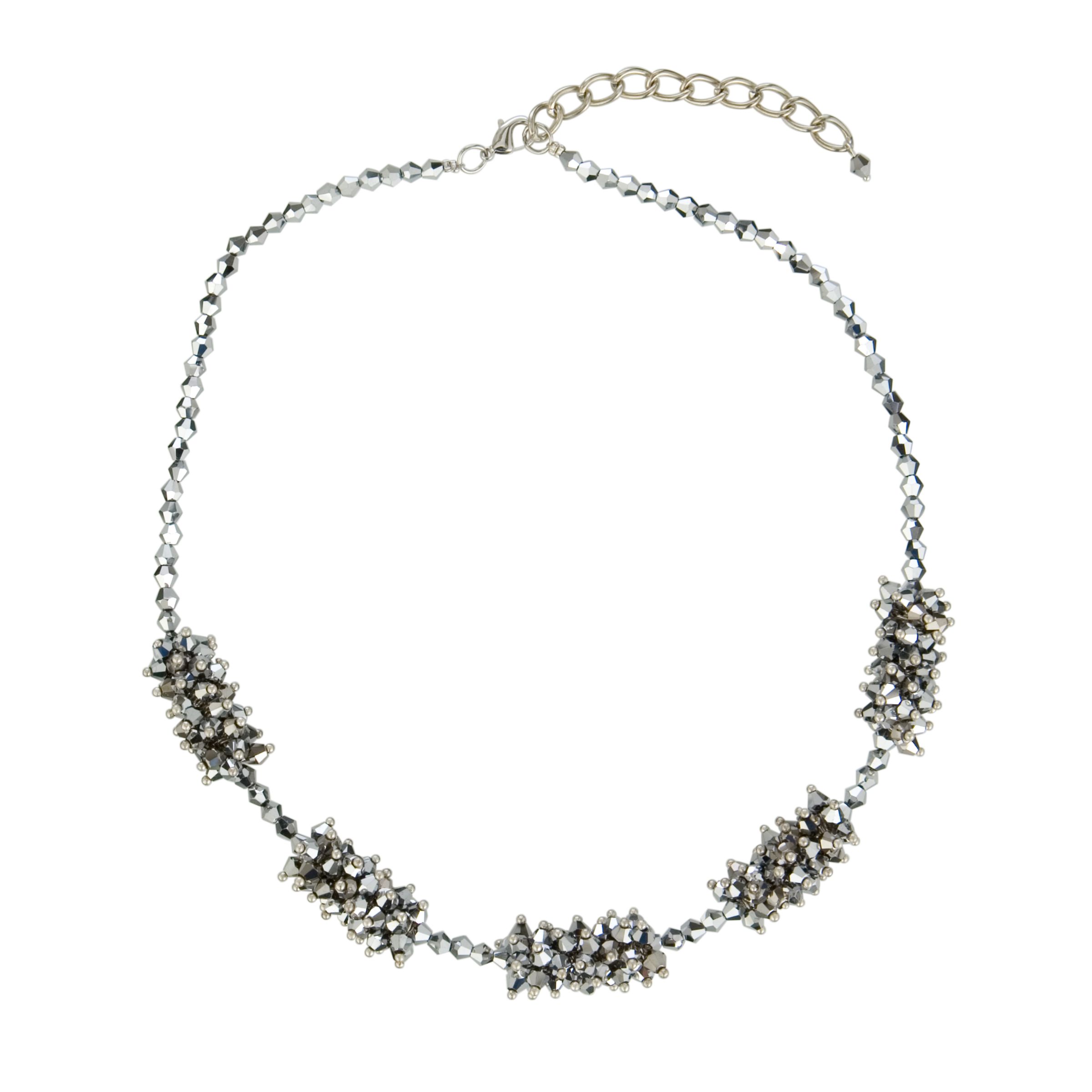 One Button Crystal Sections Necklace, Hematite