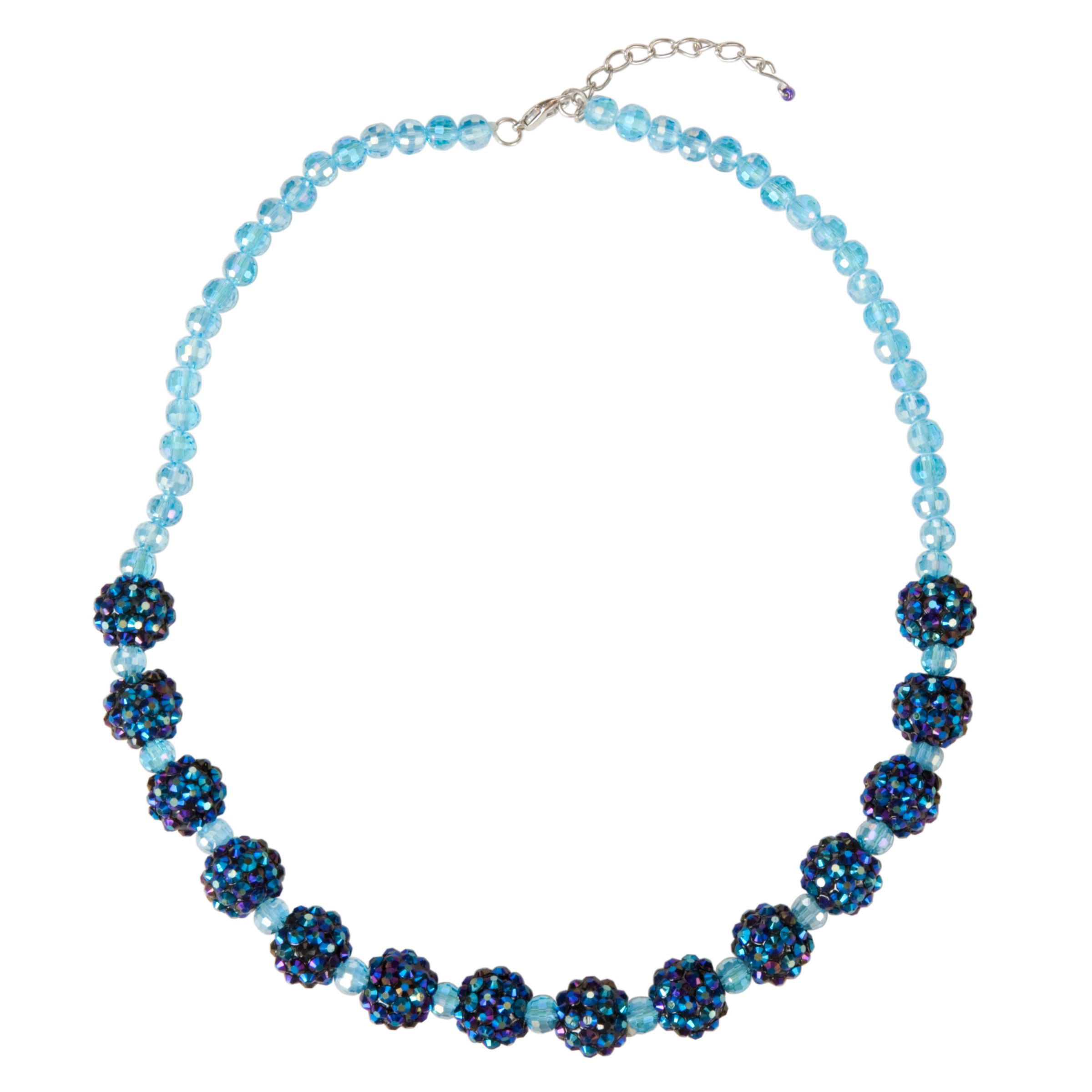 One Button Sparkle Bead Necklace, Electric Blue