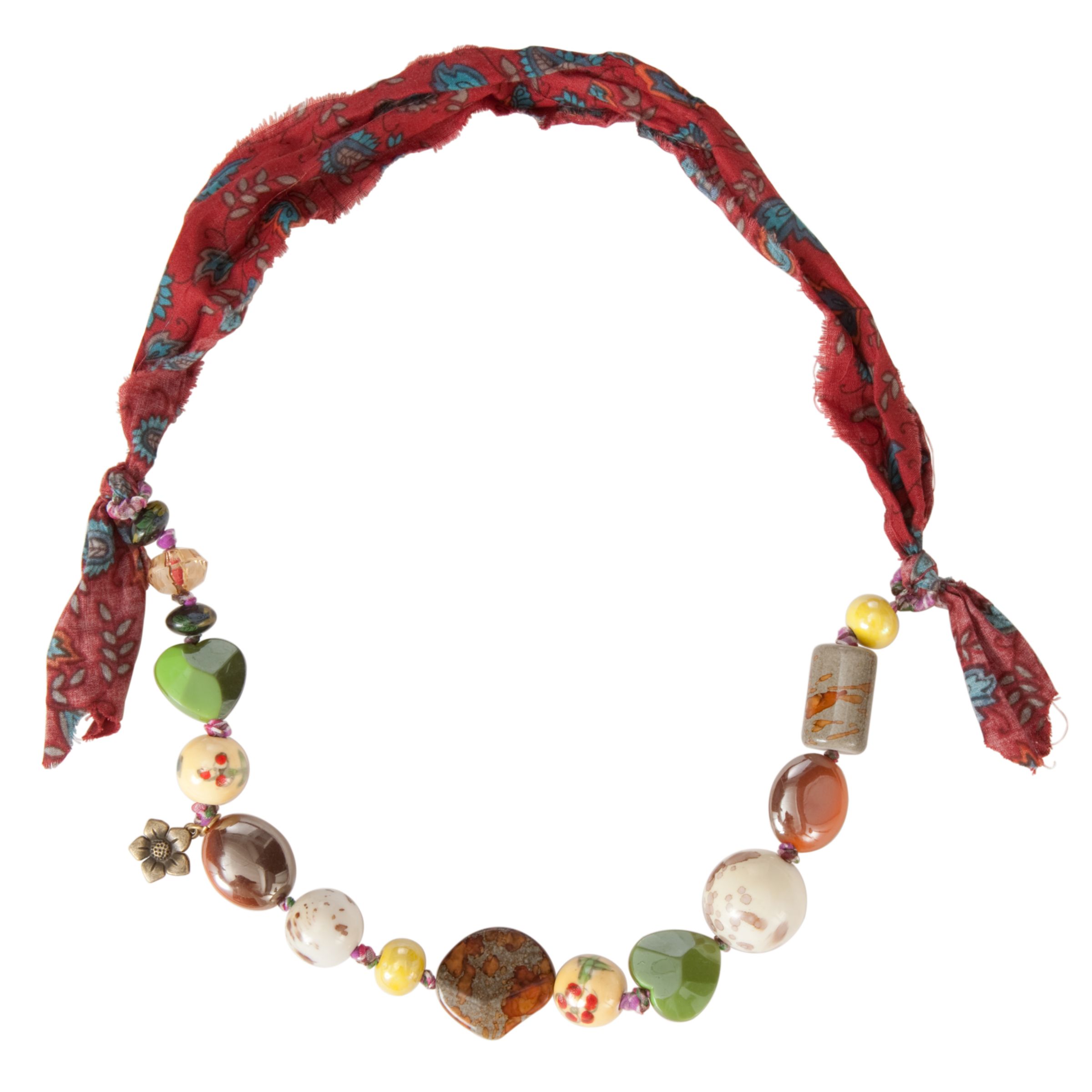 One Button Assorted Ceramic Splatter Beads Necklace, Coffee
