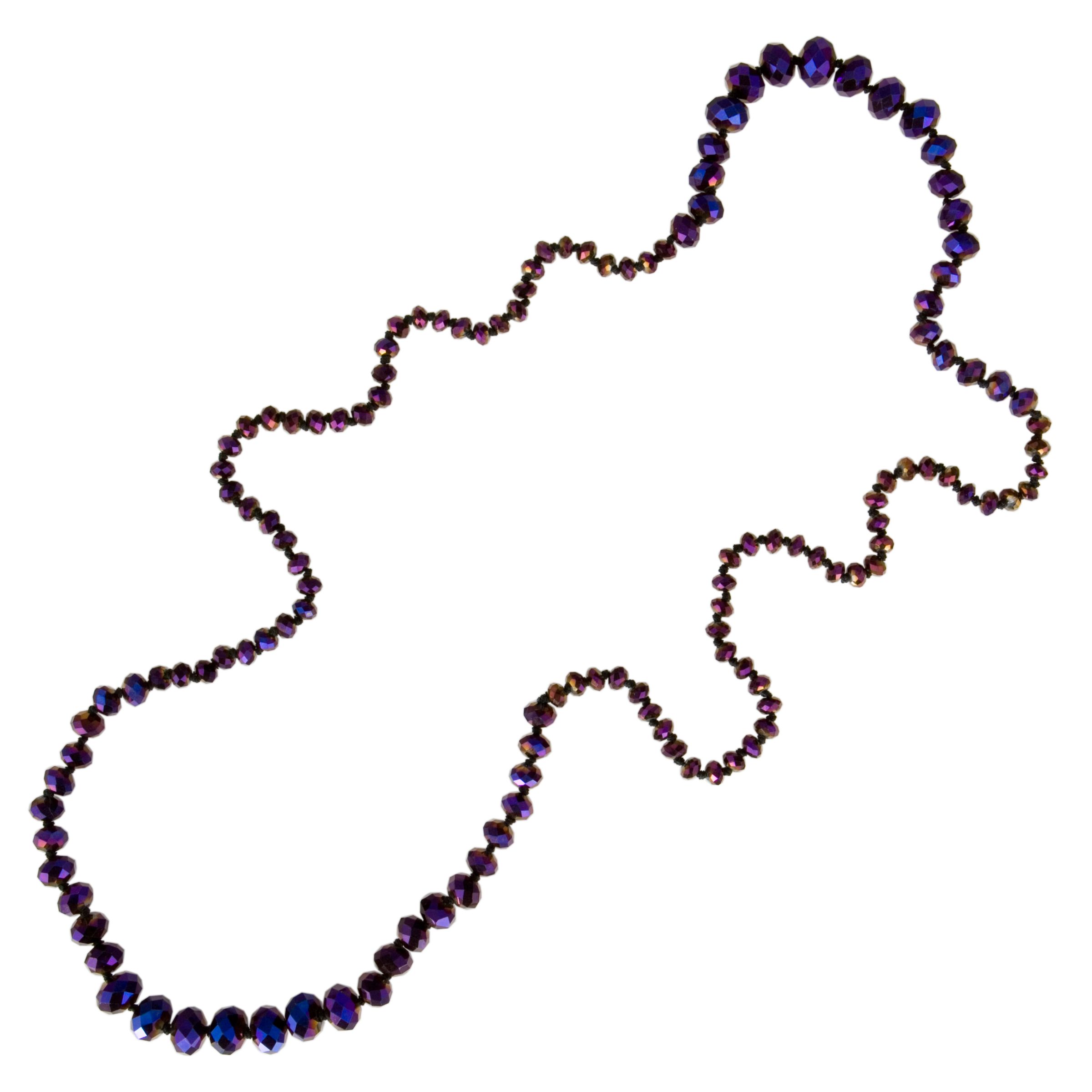 One Button Luxury Heavy Graduated Crystal Row Necklace, Purple