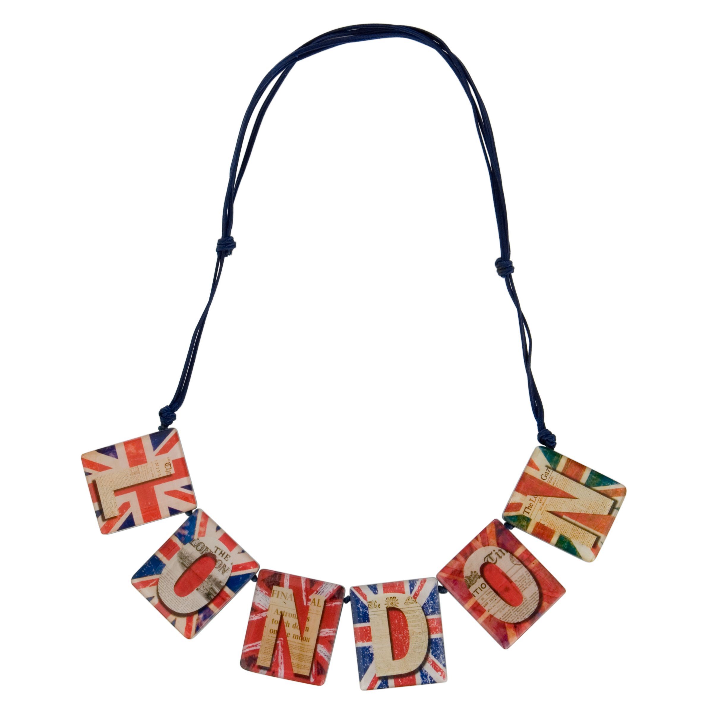 One Button 6 Piece London Union Jack Necklace, Multicoloured