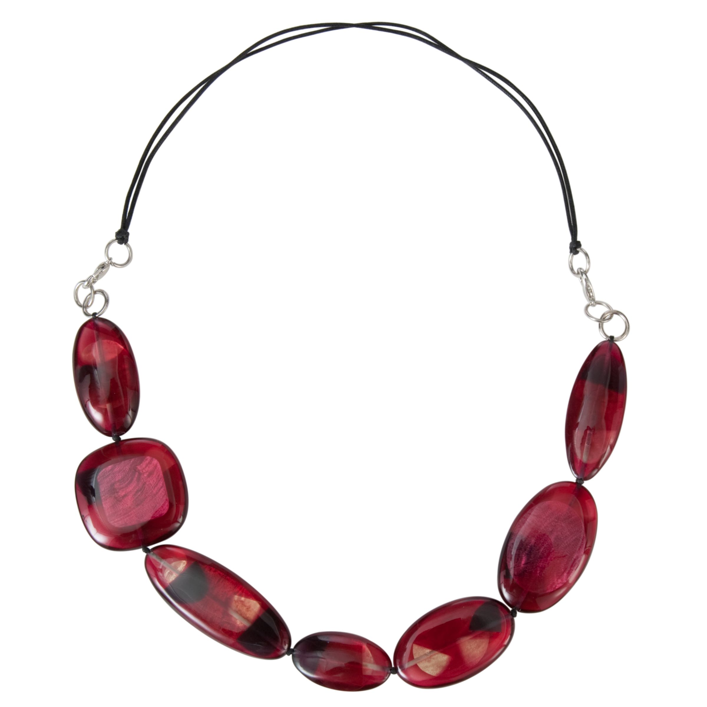 One Button Large Flat Resin Necklace, Red