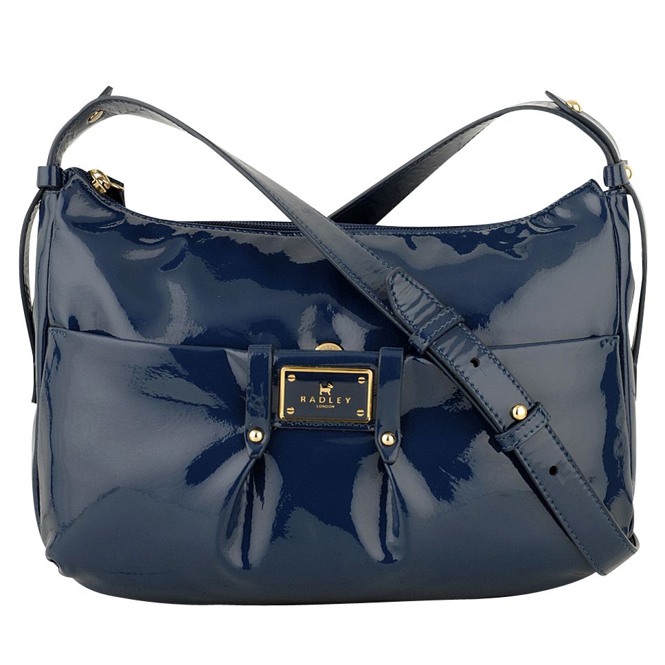 Radley Ealing Small Patent Across Body Handbag Blue