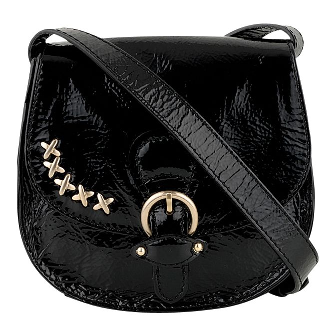 Radley Hutchinson Small Saddle Across Body Handbag Black Patent