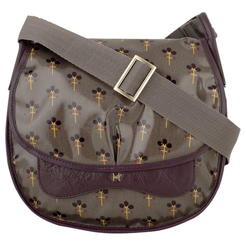 Radley Holloway Oilskin Across Body Saddle Handbag Grey
