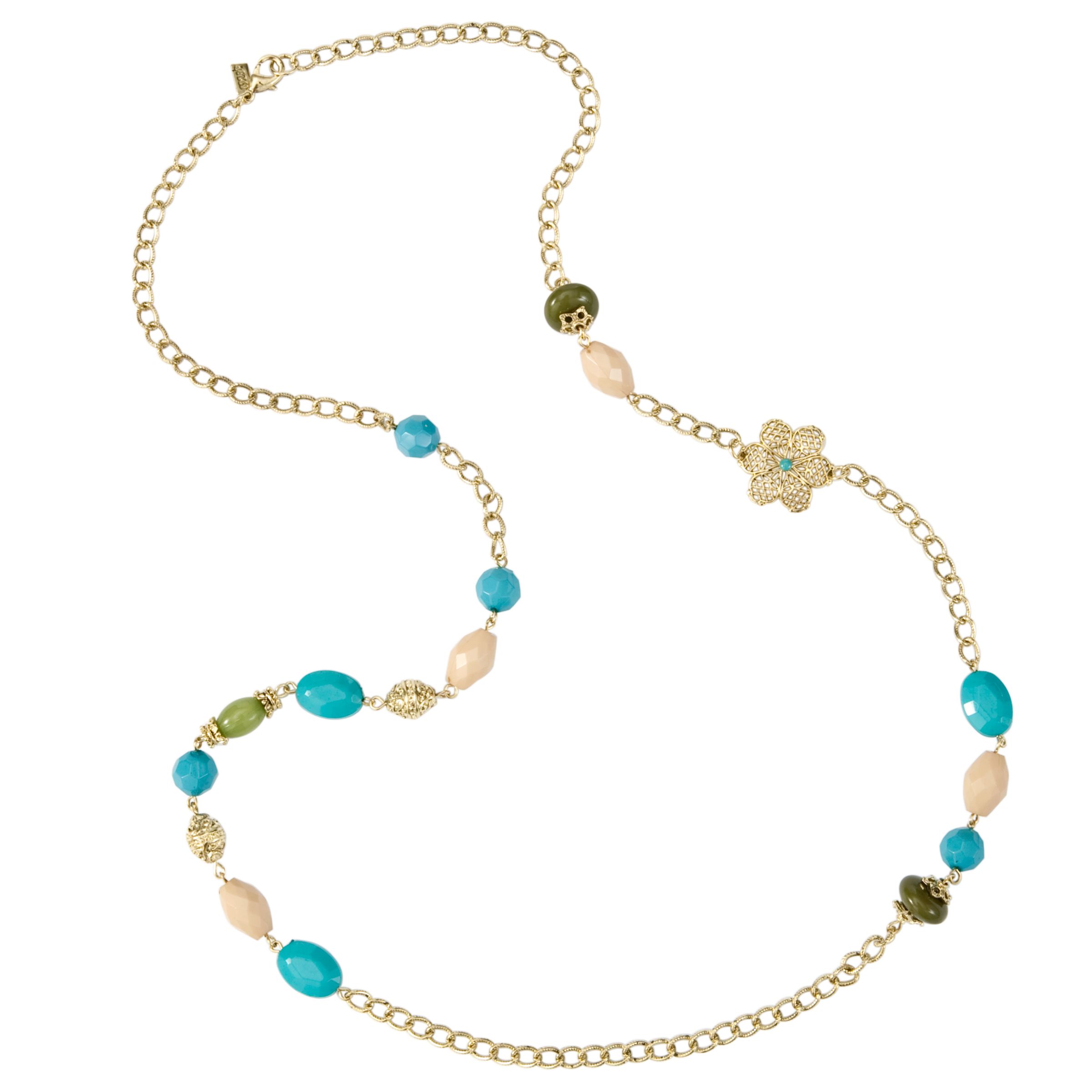 1928 New York Turquoise Fantasy Cream Green and Turquoise Bead Necklace