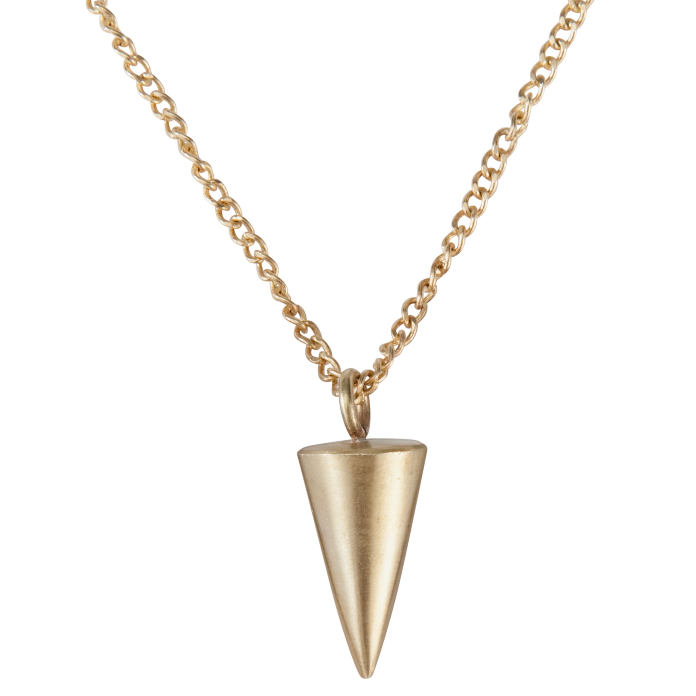Made Small Brass Cone Pendant Necklace