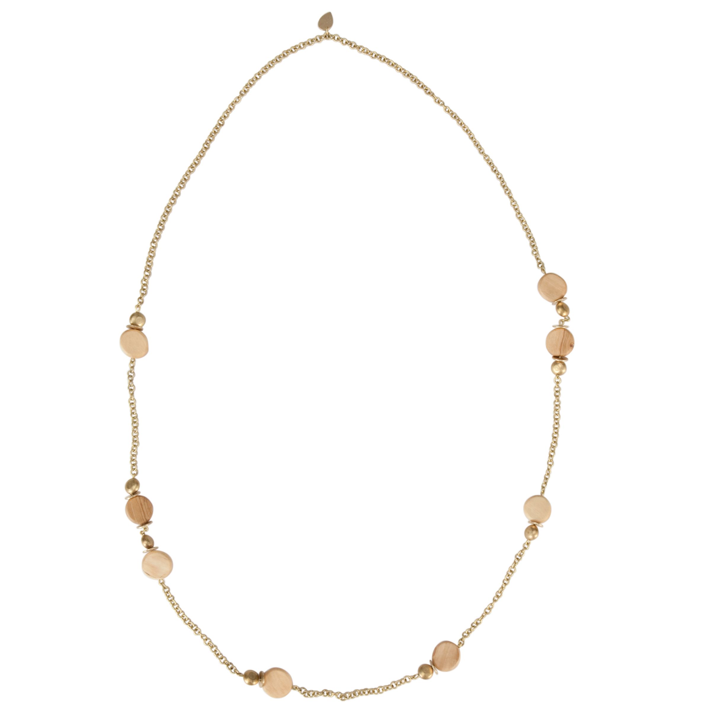 Made Wood and Brass Bead Necklace