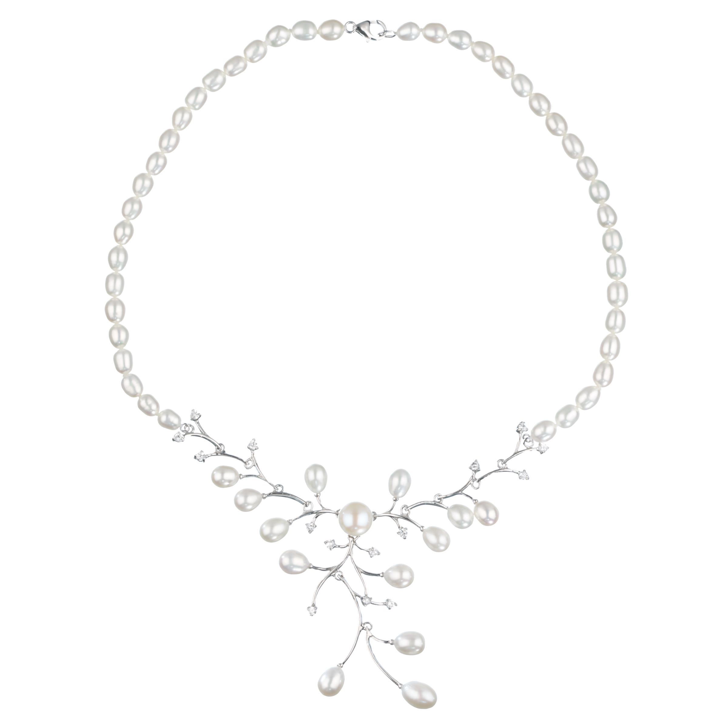 Lido Pearls Pearl and Cubic Zirconia Collar Necklace