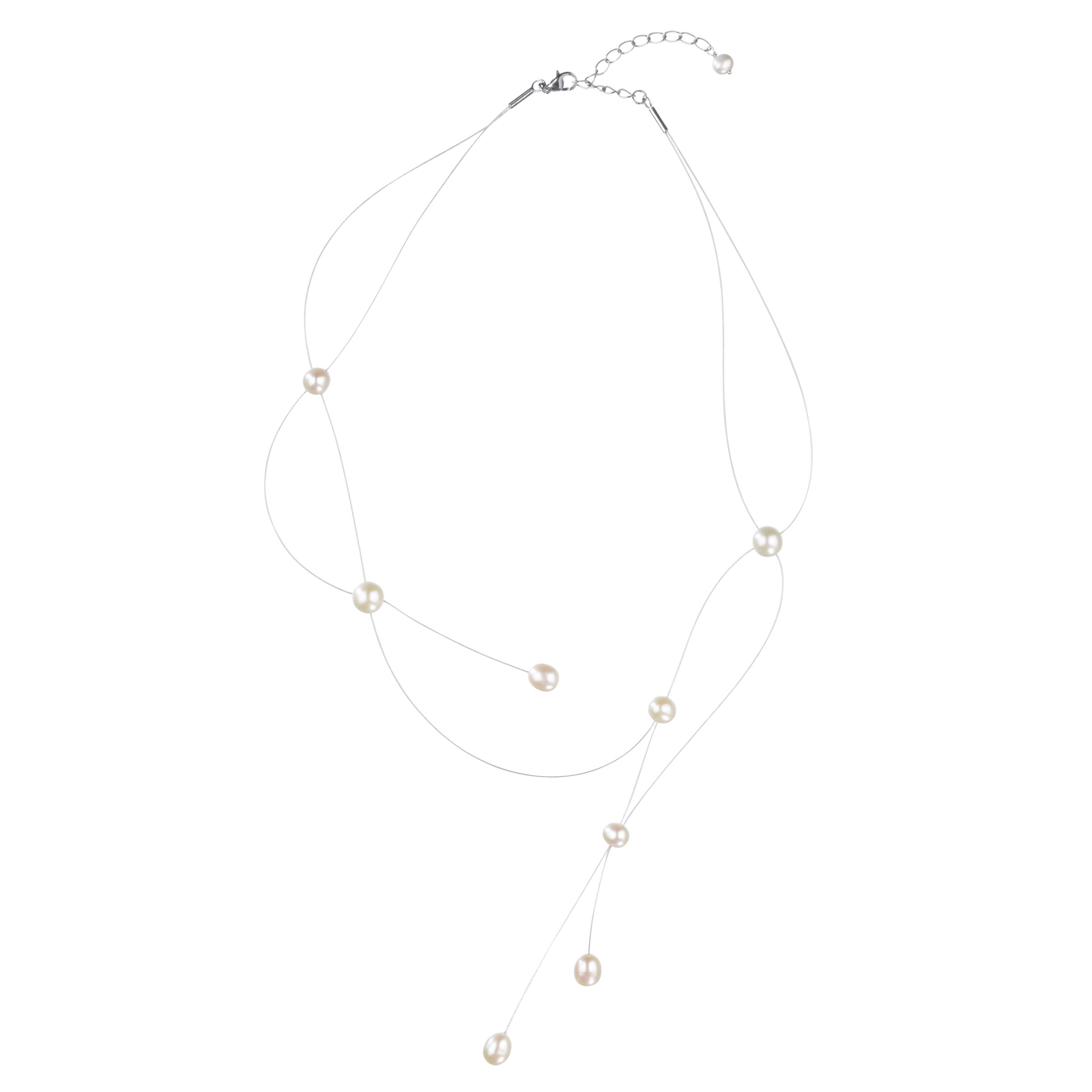 Lido Pearls Spaced Pearl Illusion Necklace
