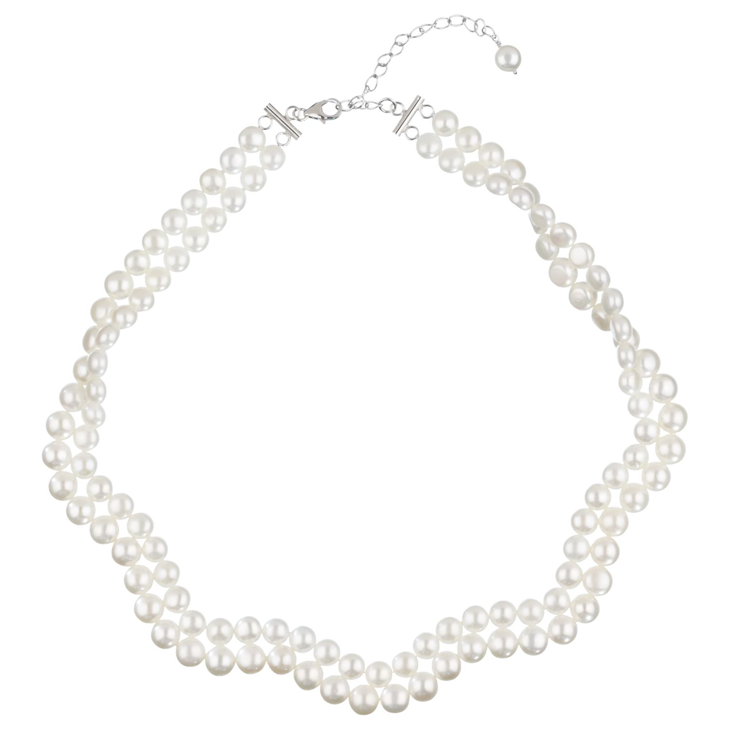 Lido Pearls 2 Row Flat Freshwater Pearl Collar Necklace