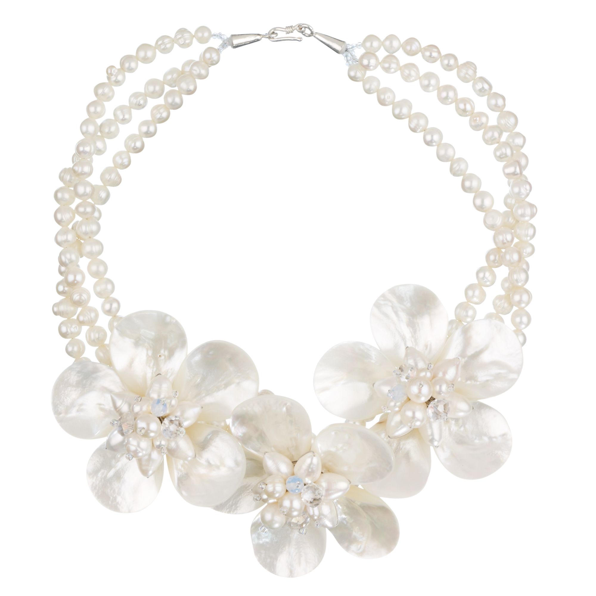 Lido Pearls Multi-Pearl 3 Mother of Pearl Flowers Short Necklace