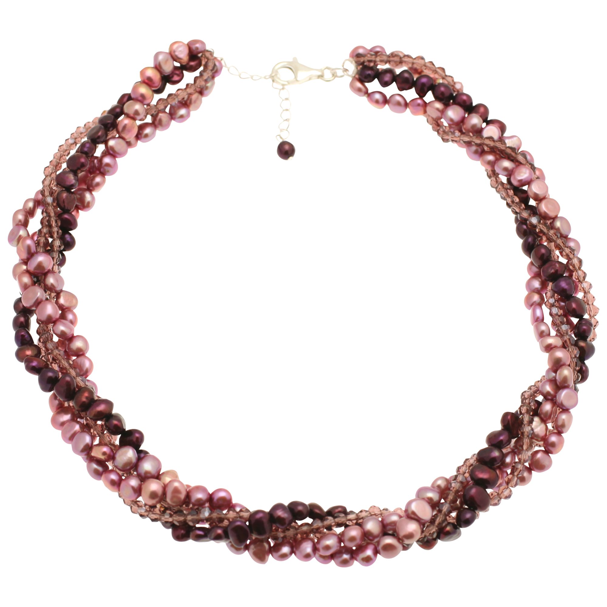 Lido 5 Row Pearls and Crystal Necklace, Multi