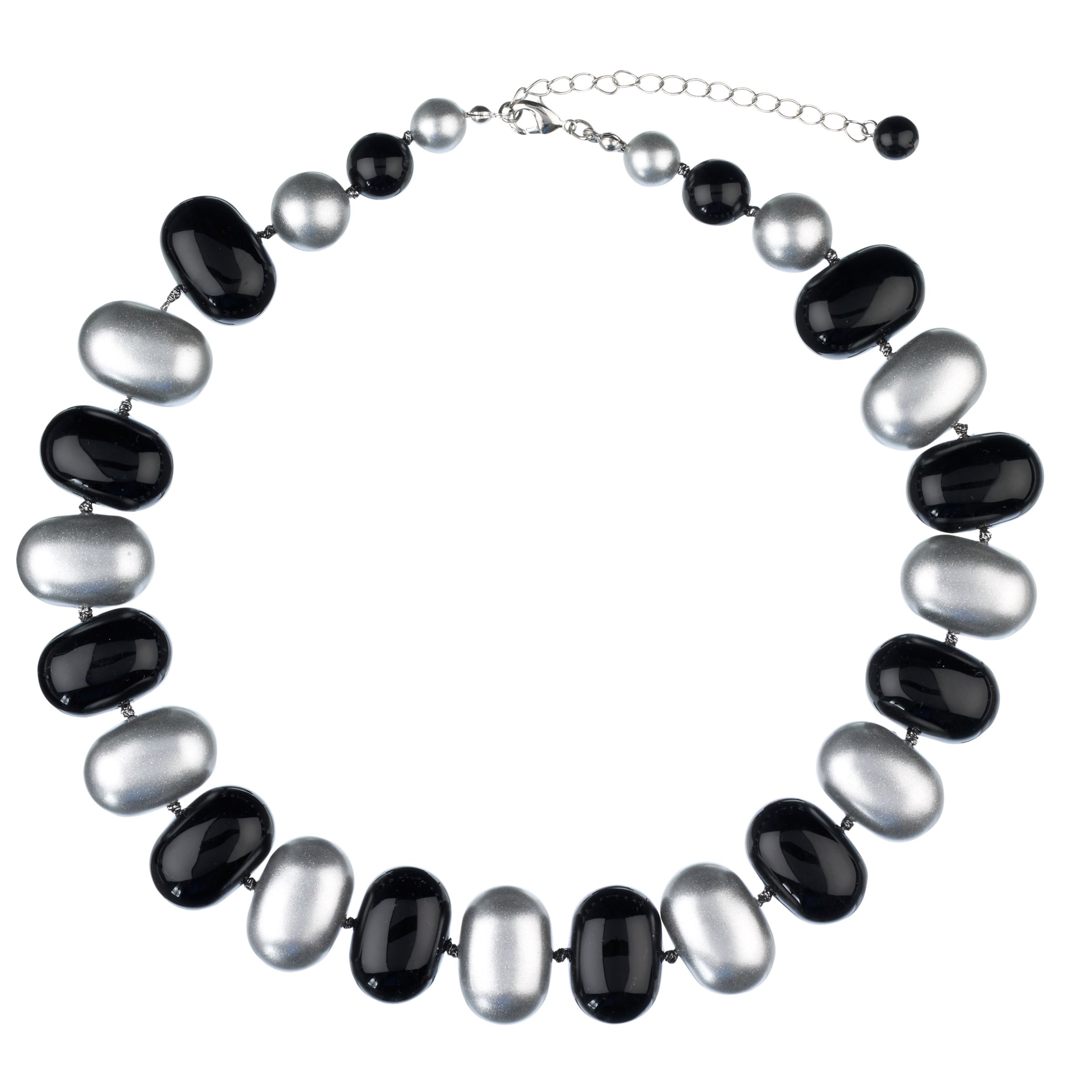 John Lewis Women Acrylic Bead Necklace, Silver/Black