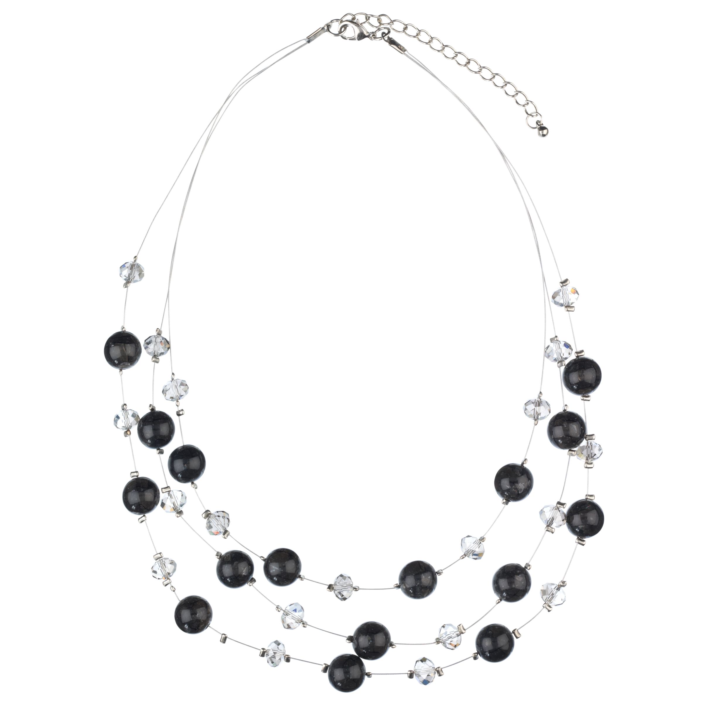John Lewis Women Tripe Glass Illusion Necklace, Grey