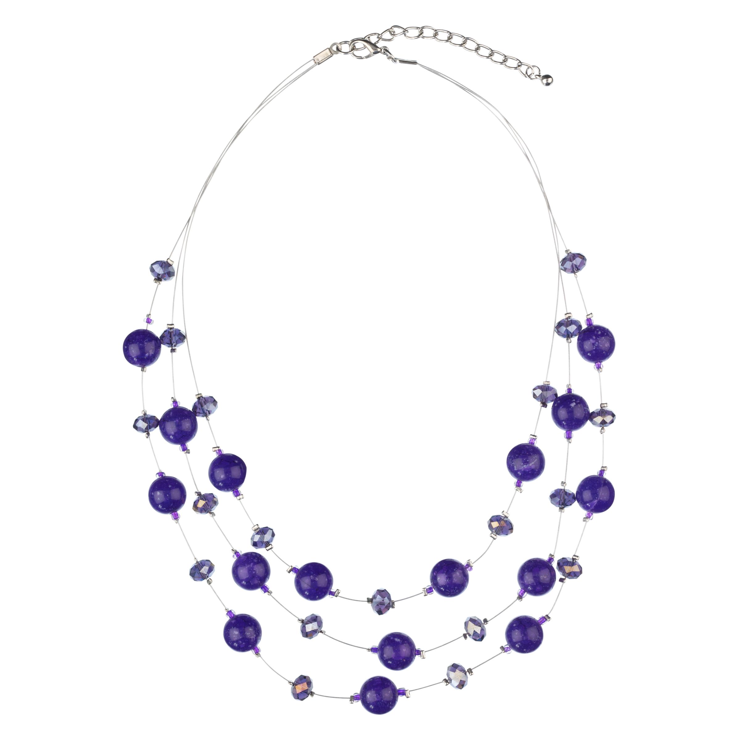 John Lewis Women Tripe Glass Illusion Necklace, Purple